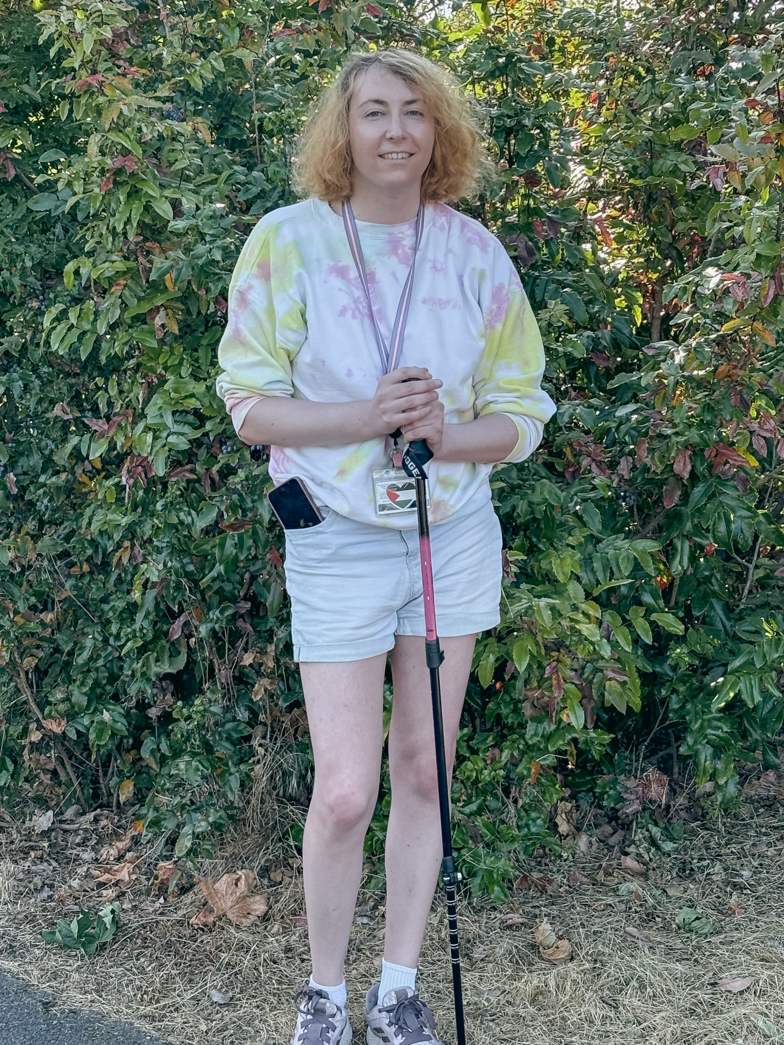 Dielle Lundberg standing with a walking stick