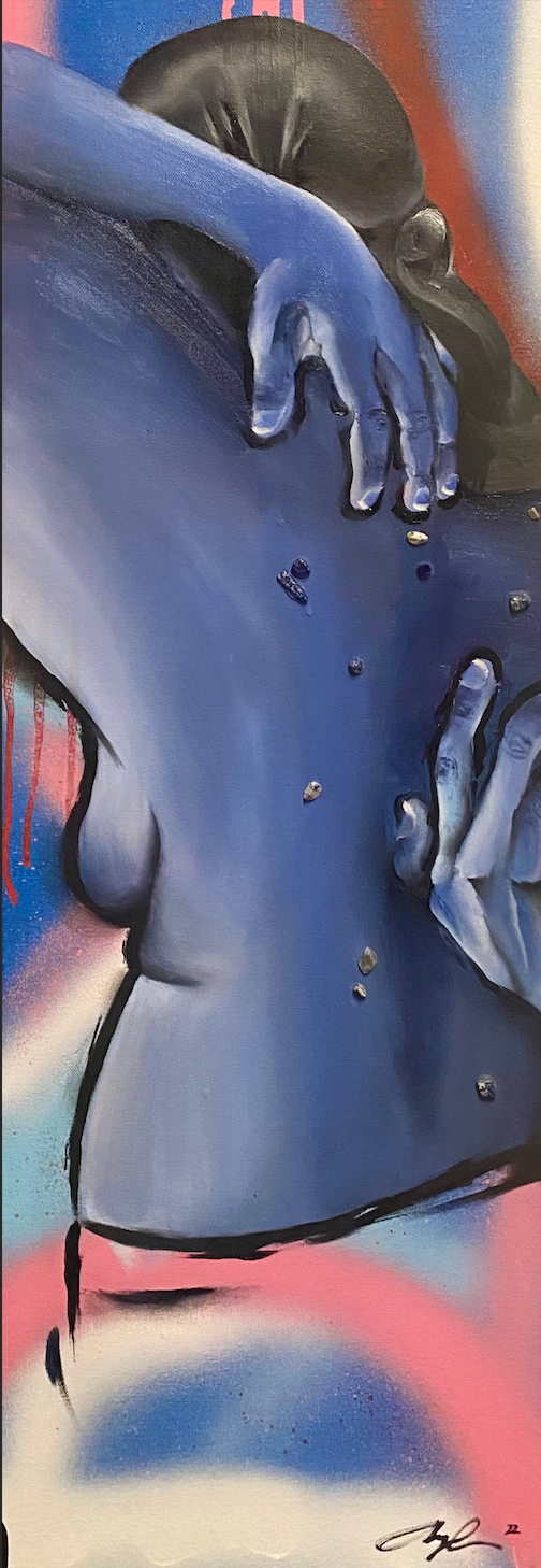 "Bacne" 12x24 Mixed media on canvas. 2022