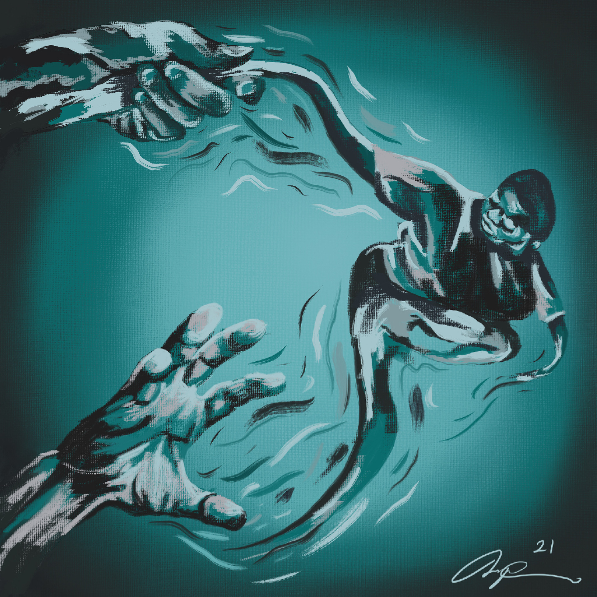 "TORN." 36x36 Oil on canvas. 2021