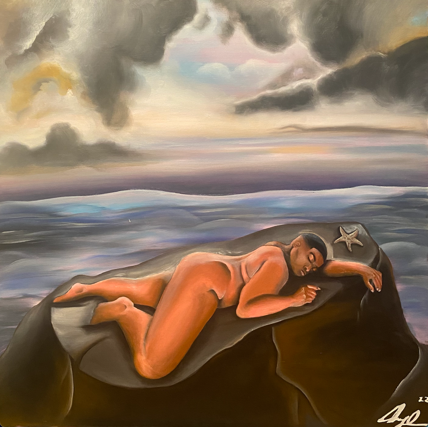 "Picking up the Pieces." 36x36 Oil on canvas. 2022