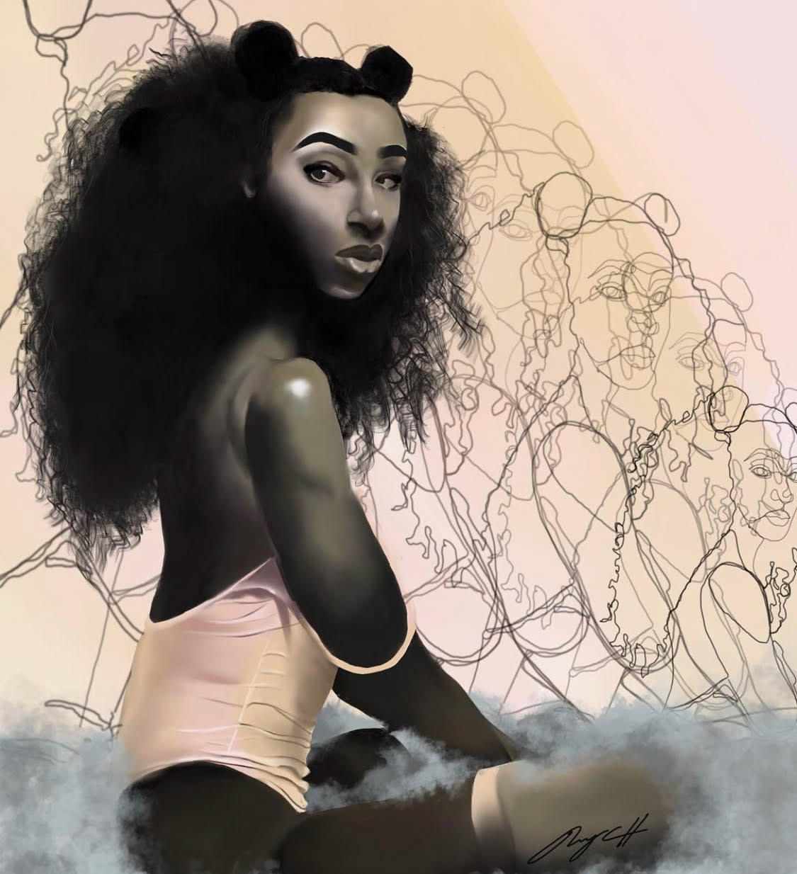 "Lone" 24x24 digital media. 2019