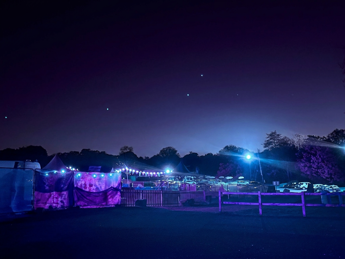 Car park brewery at night converted to infrared in Photoshop June 26