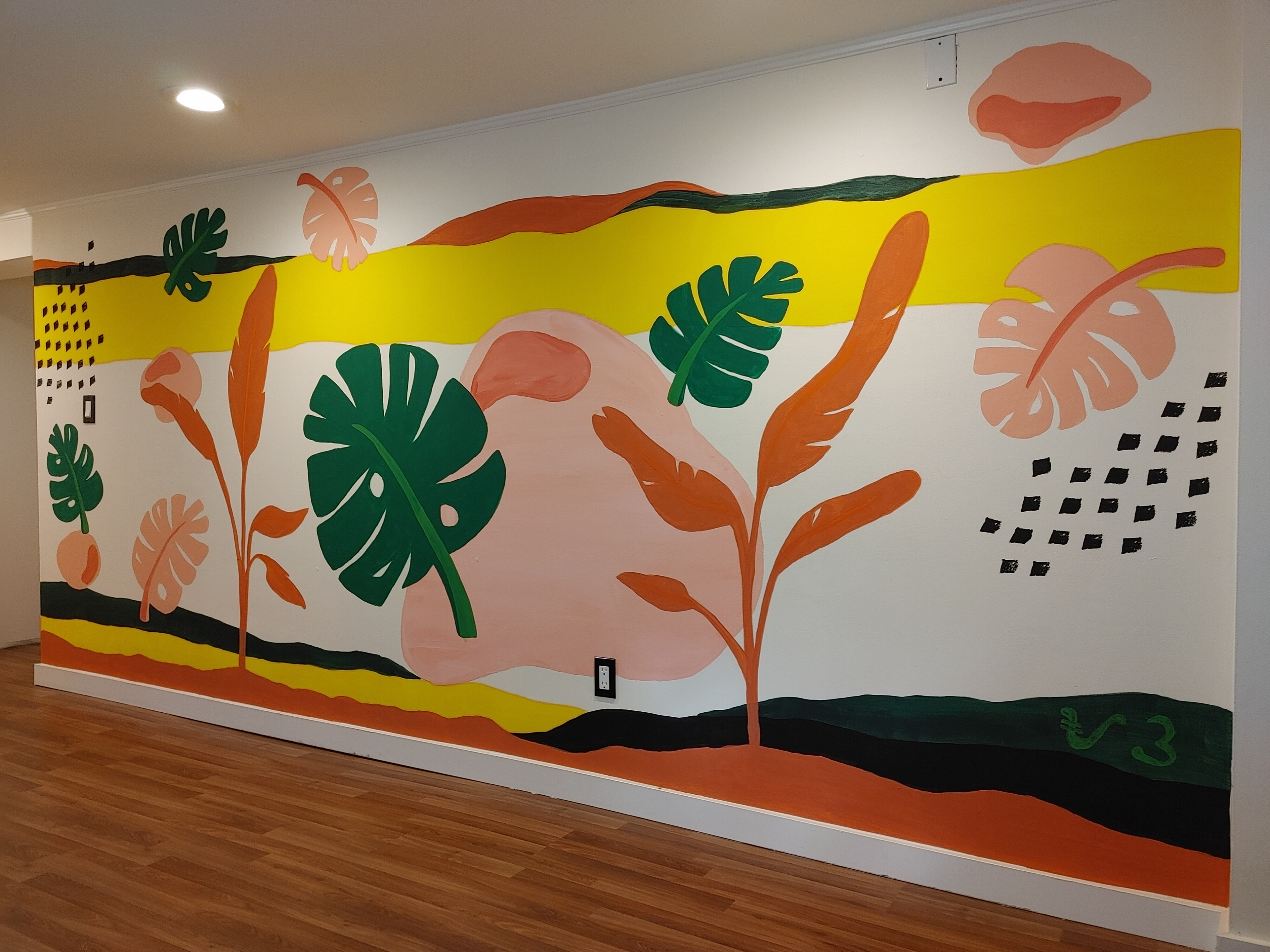 Year-Round Summer Mural, 2021 | Brief: To create a vibrant, tropical atmosphere in an apartment without many windows.