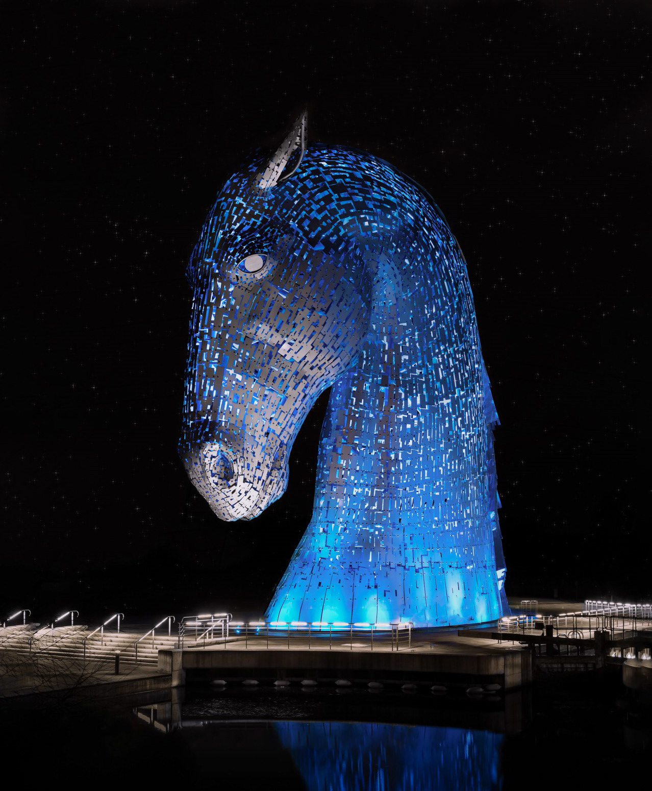 One of the Kelpies on a cold, crisp winters night.