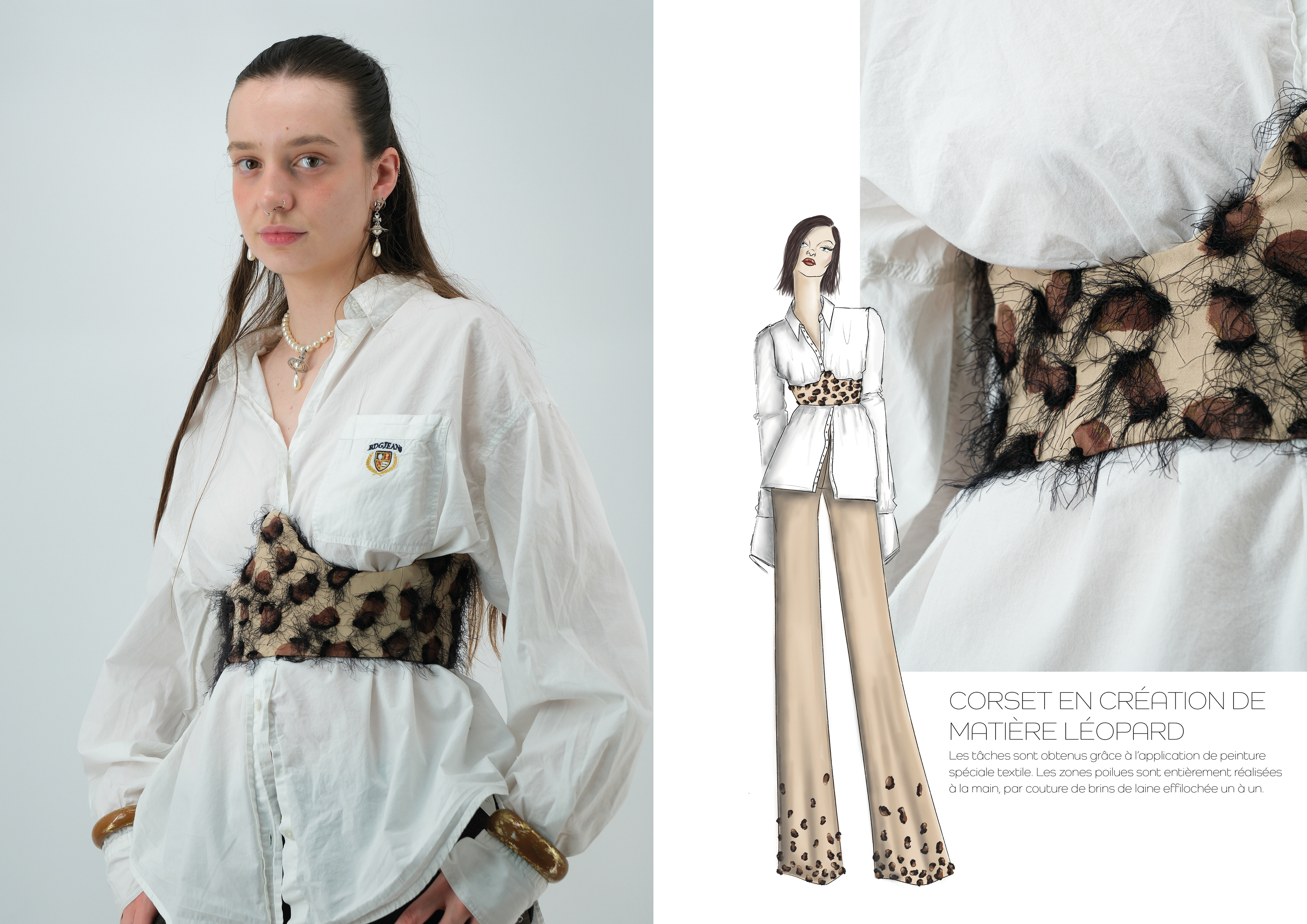 Corset en imprimé léopard à partir d'une création de matière faite main