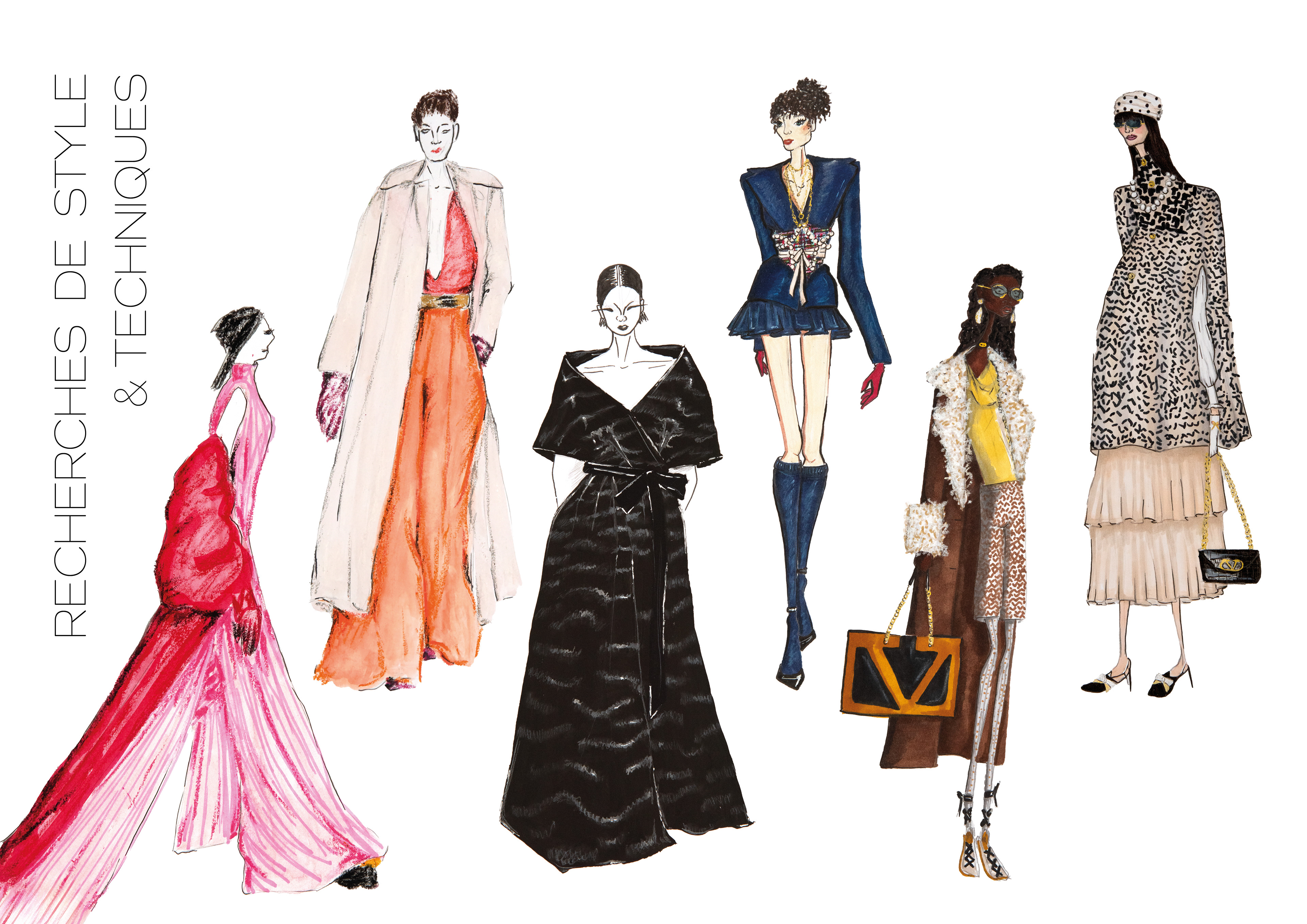 Exploration de différents matériaux de dessins, comme la craie, les crayons, feutres à alcool, peintures et peintures