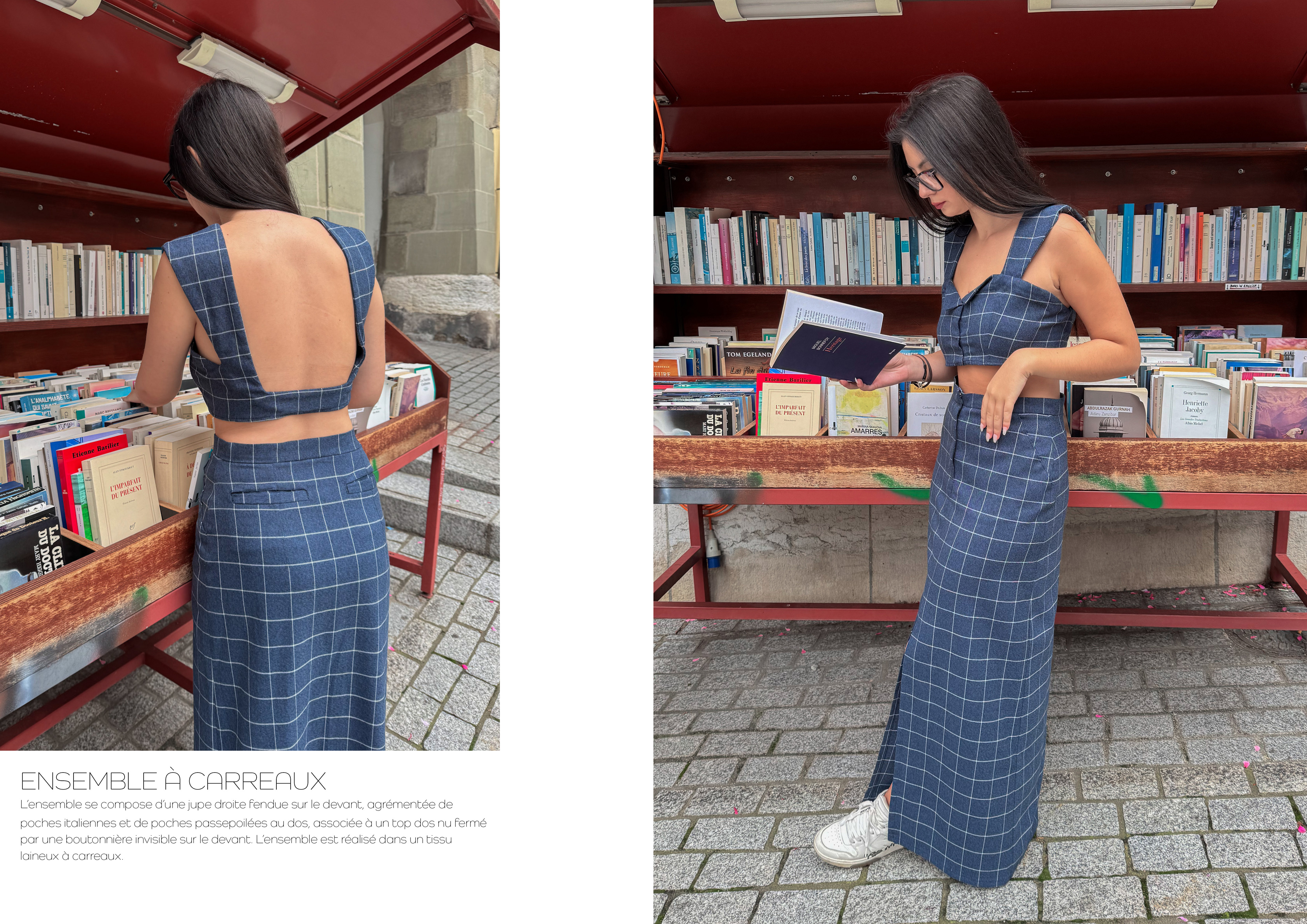 Ensemble en laine à carreaux