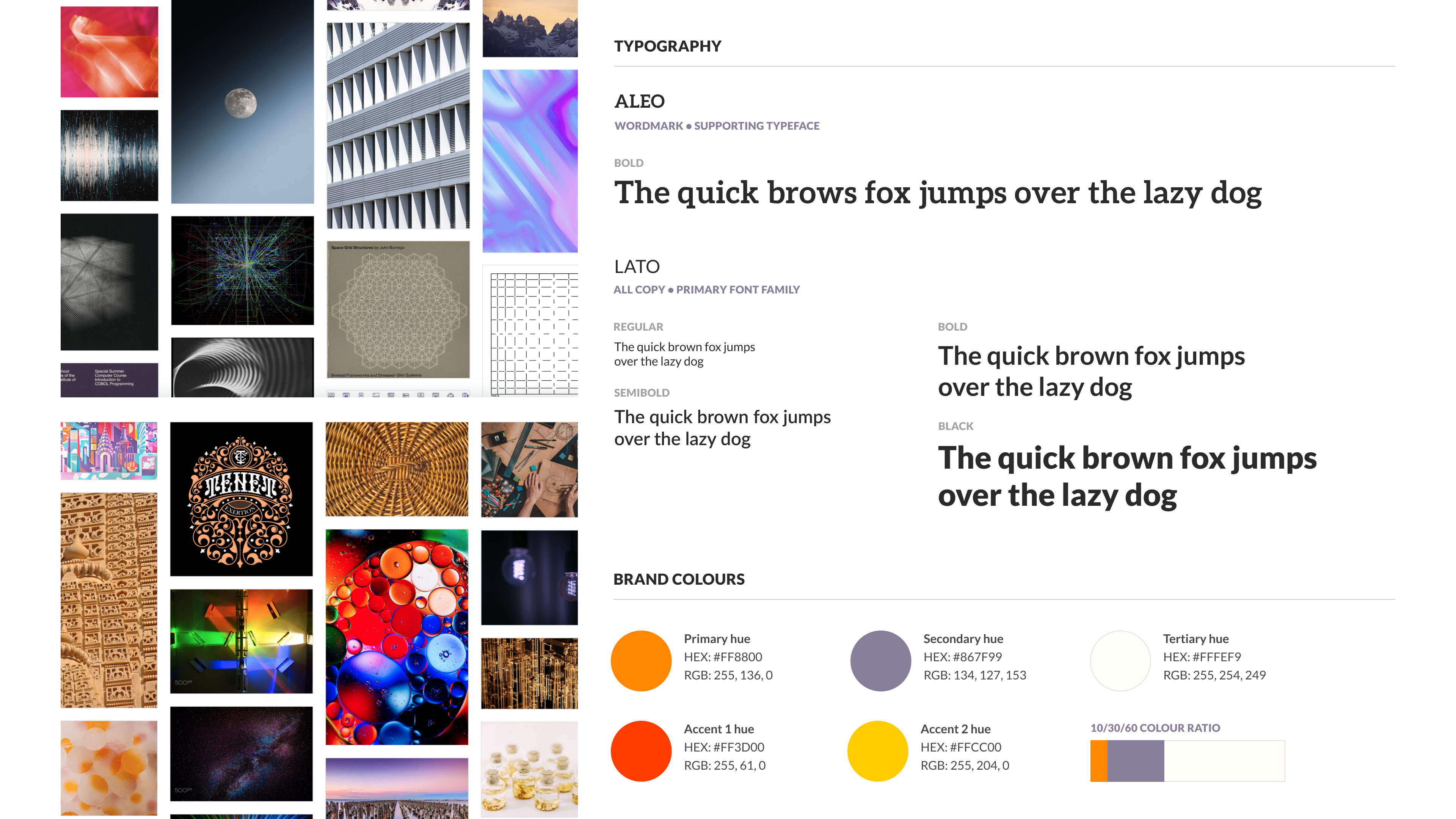Moodboard, typography and colours