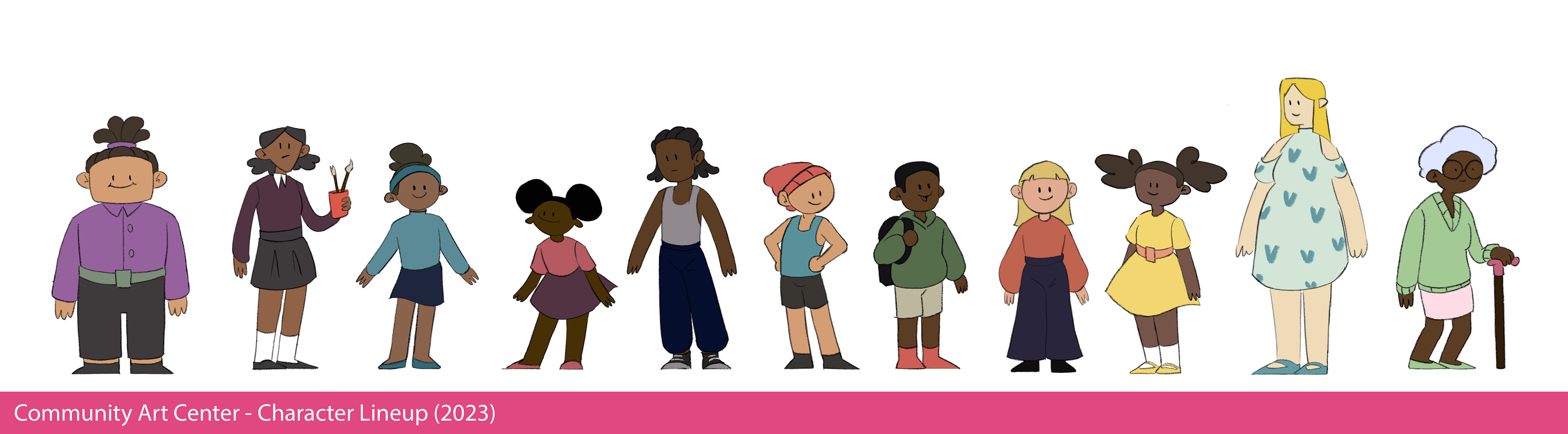Character designs for a promotional short for Community Art Center in Cambridge, MA