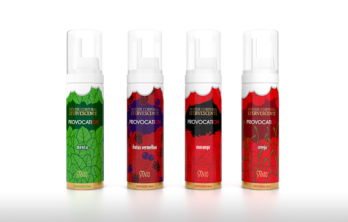 Embalagens para linha de mousse corporal Santo