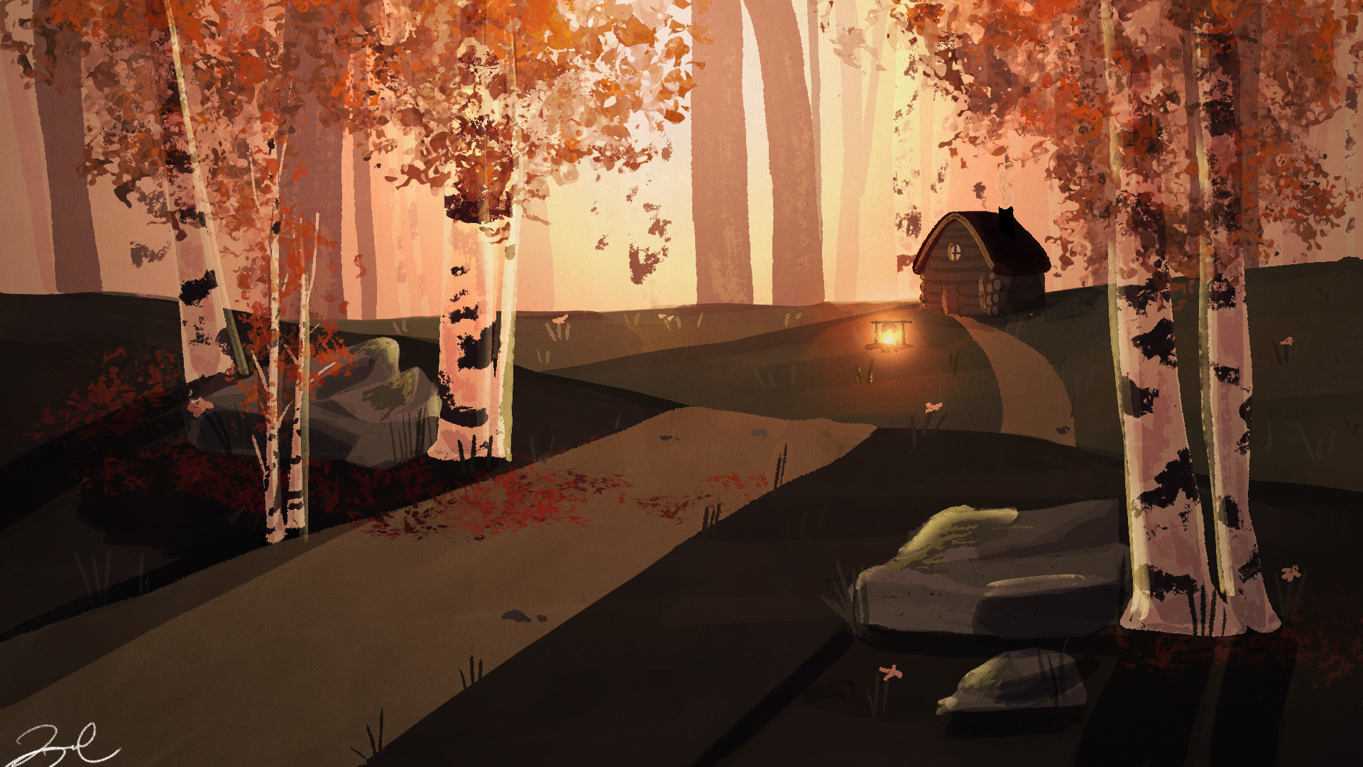 House in Birch Forest