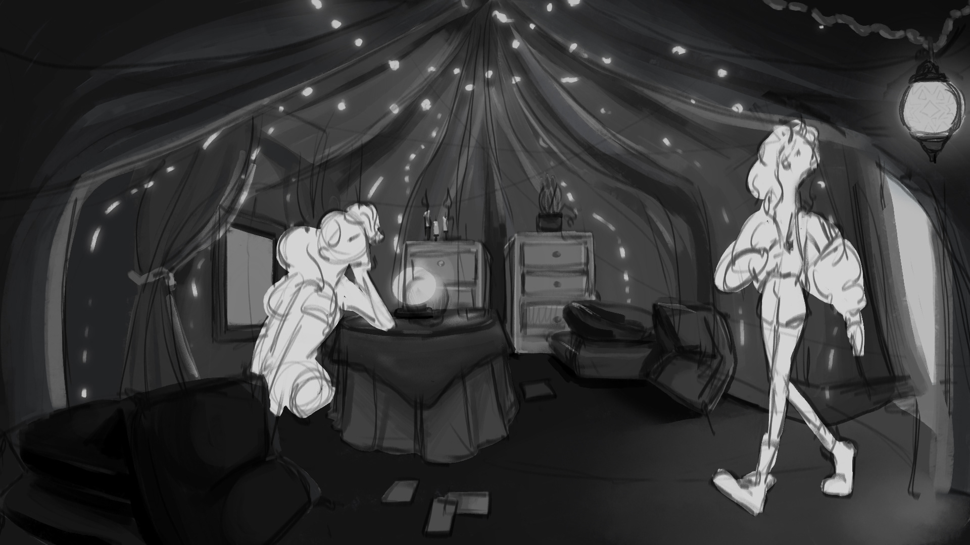 Sketch of Fortune Teller Tent
