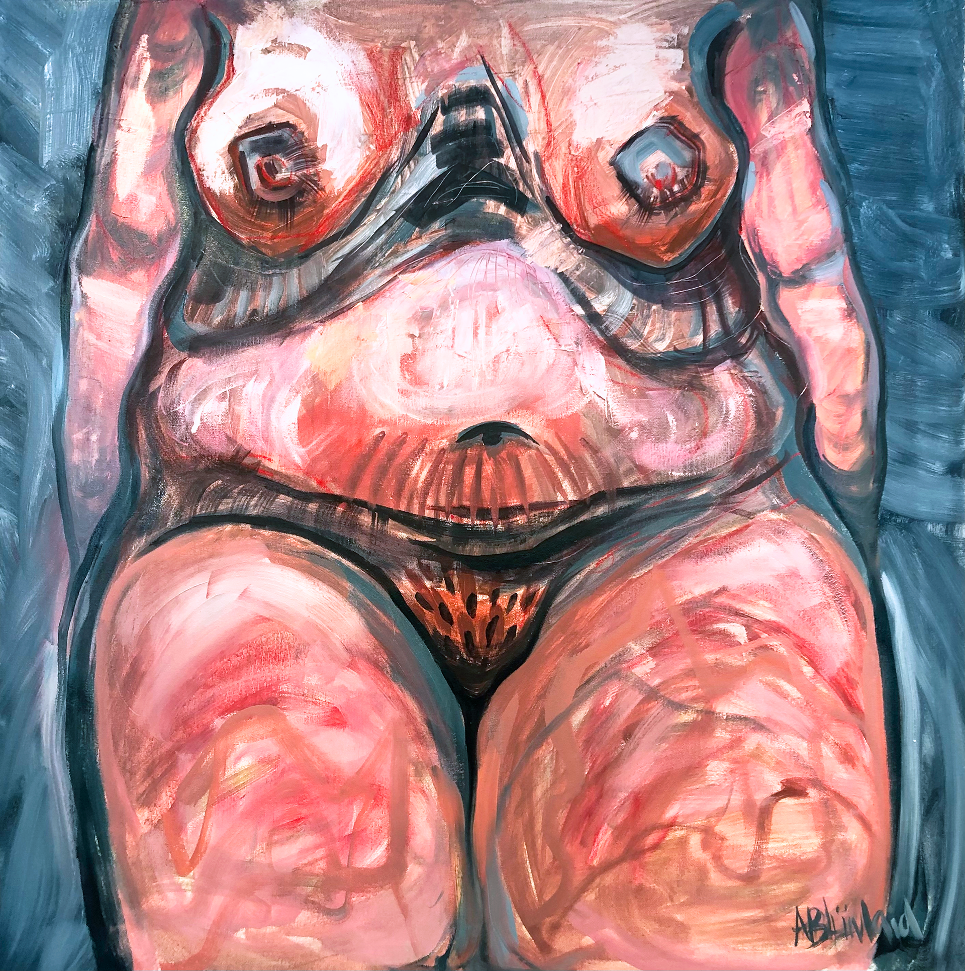  "Intensely Captured" oil and pastels on canvas 90 x 90 cm 2022