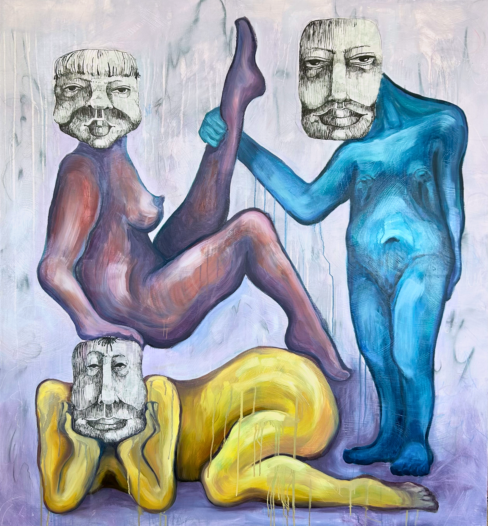 "Good Morning!" mixed media on canvas, 140 x 130 cm, 2025