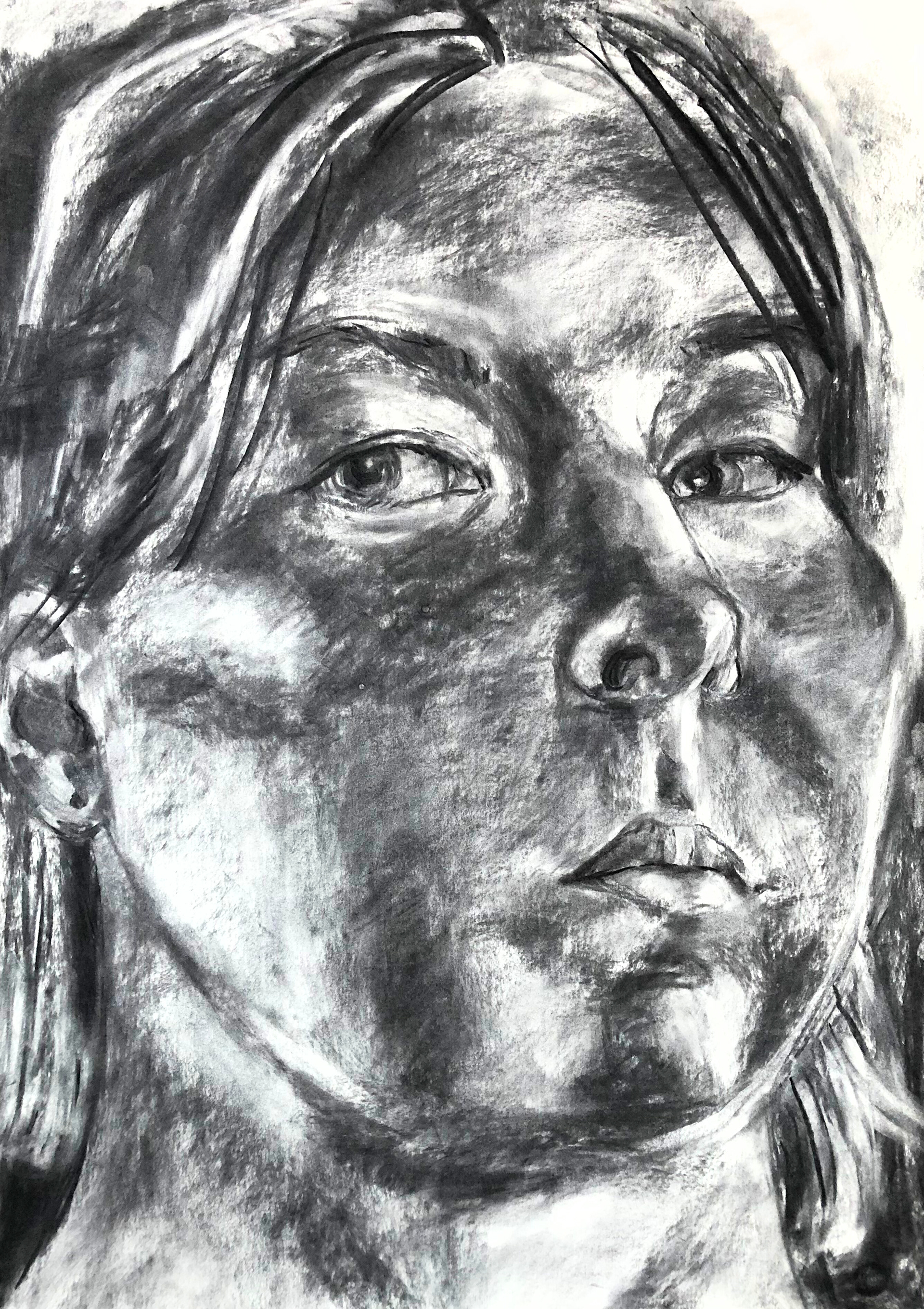 Self-portrait, charcoal 2021