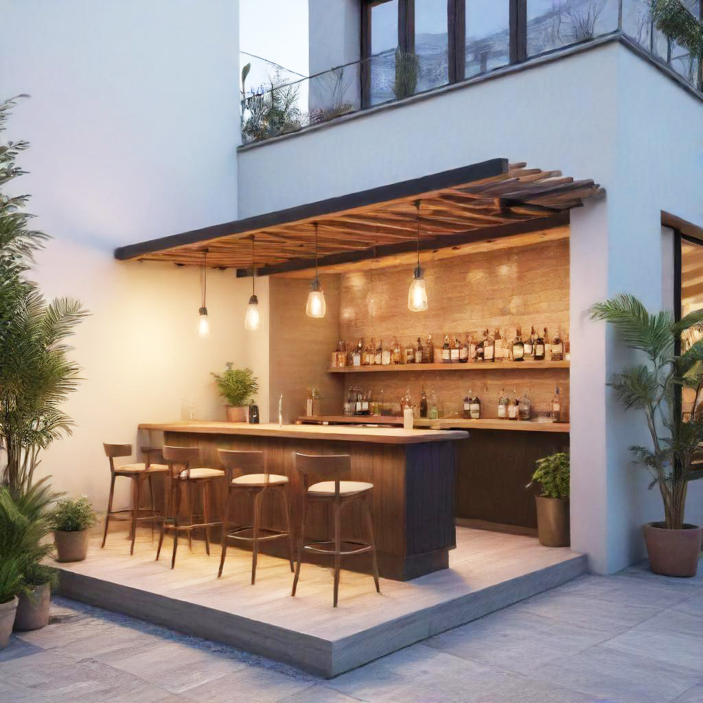 Outdoor social space + bar