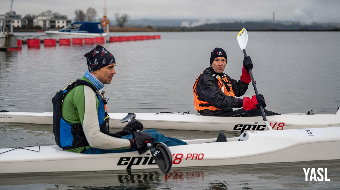 Håkan Lindgren and Jonny Torstensson at the start of the 8th Annual Bråviken Cold Feet Paddle Race