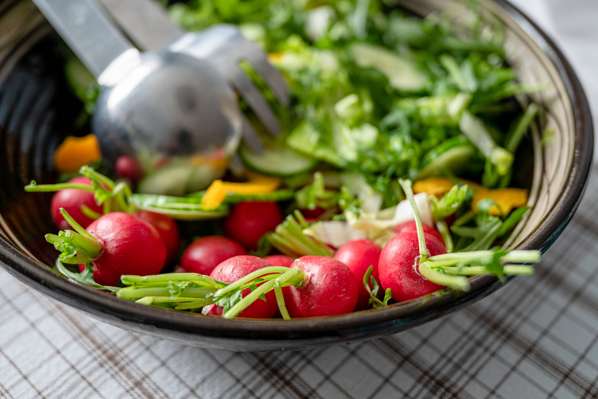 Spring salad with fresh radish