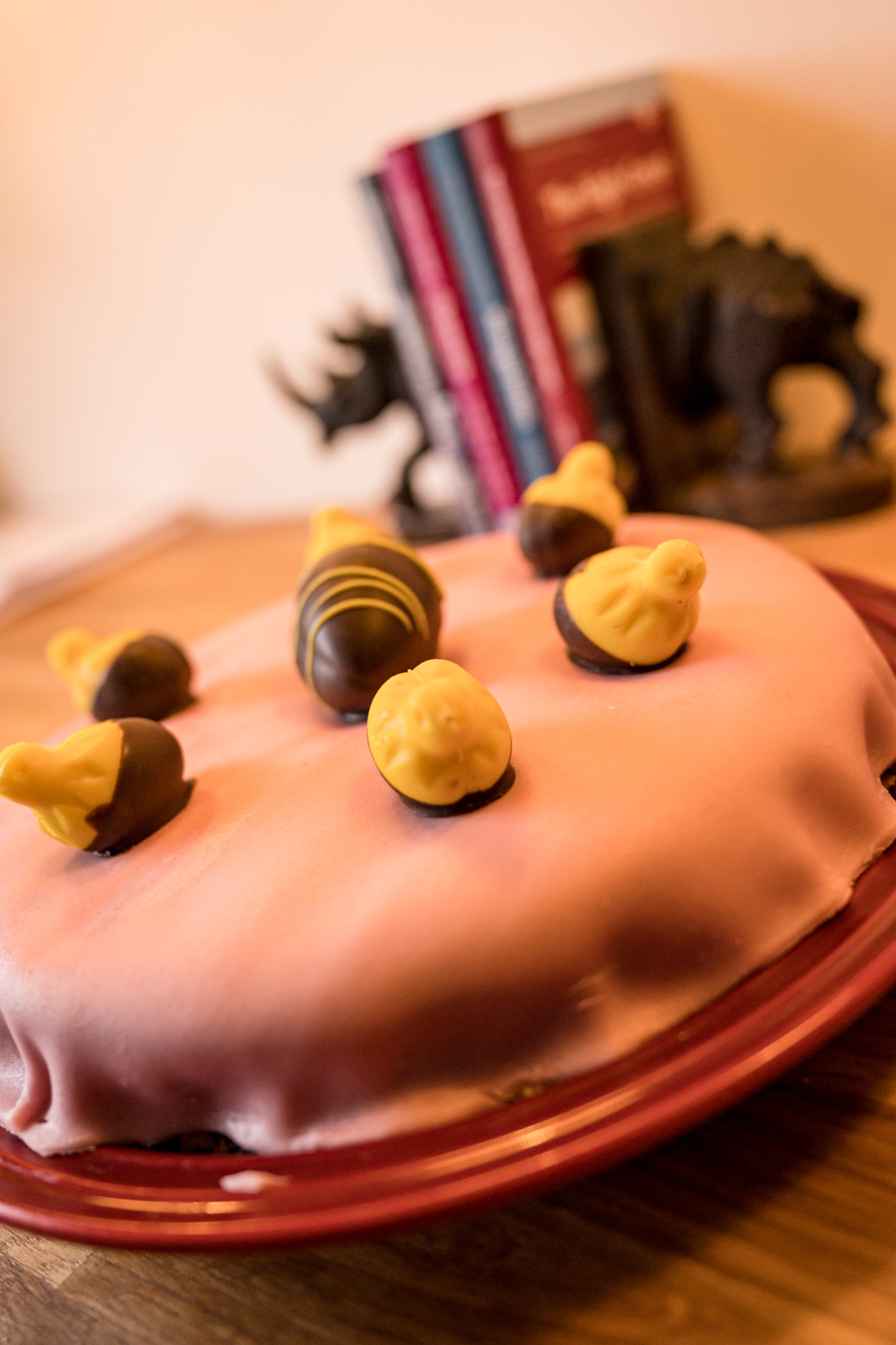 My birthday cake made with marzipan and crushed berries