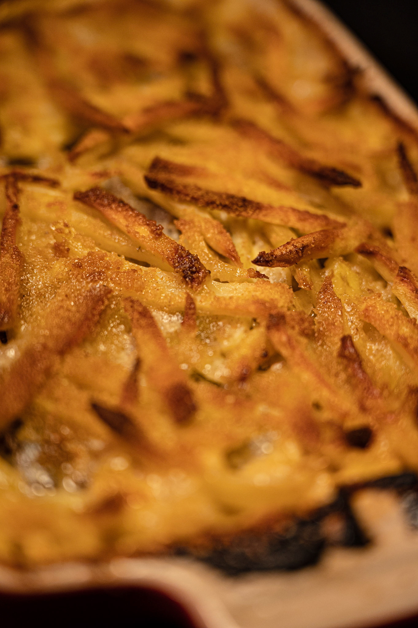 Janssons frestelse (Jansson’s Temptation) is a potato casserole baked with anchovies, onions and cream.