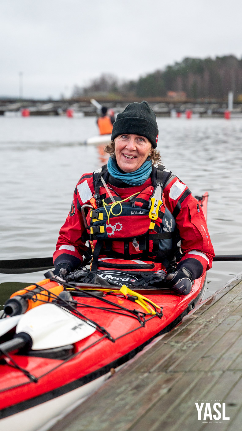 Anette Rosén Müntzing at the start of the 8th Annual Bråviken Cold Feet Paddle Race