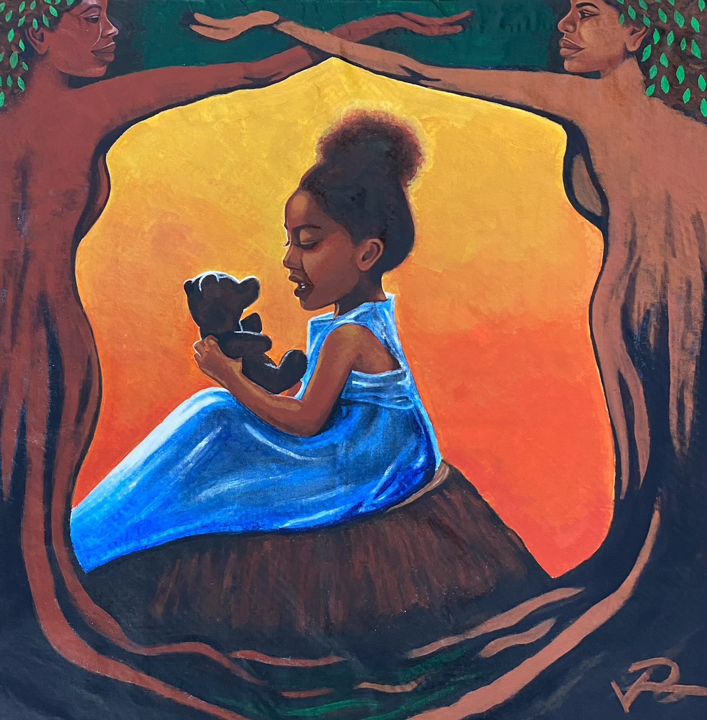 My Sister's Keeper, 2024. 40x40 Acrylic on Fabric