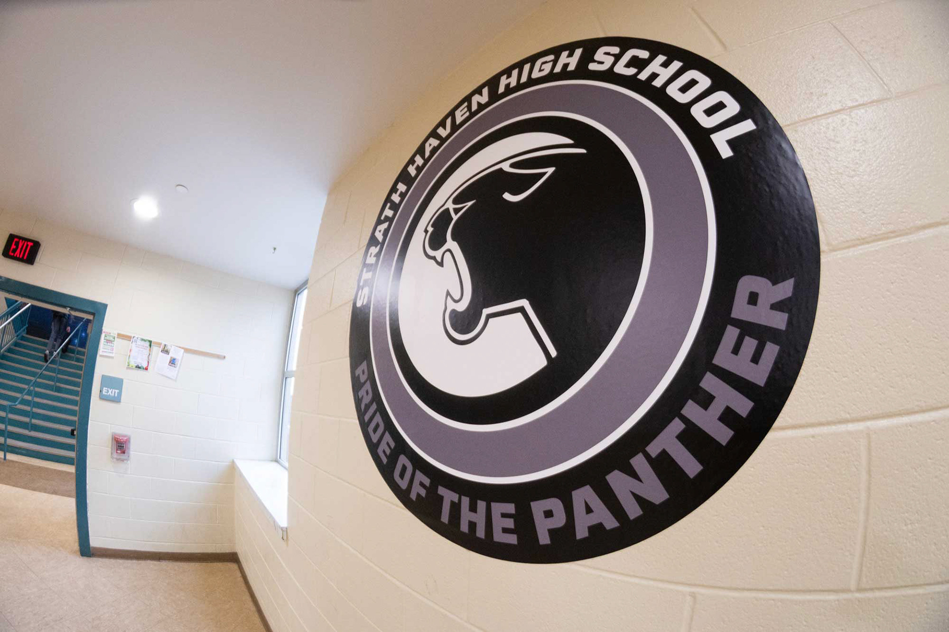School decal in hallway on Dec. 10.