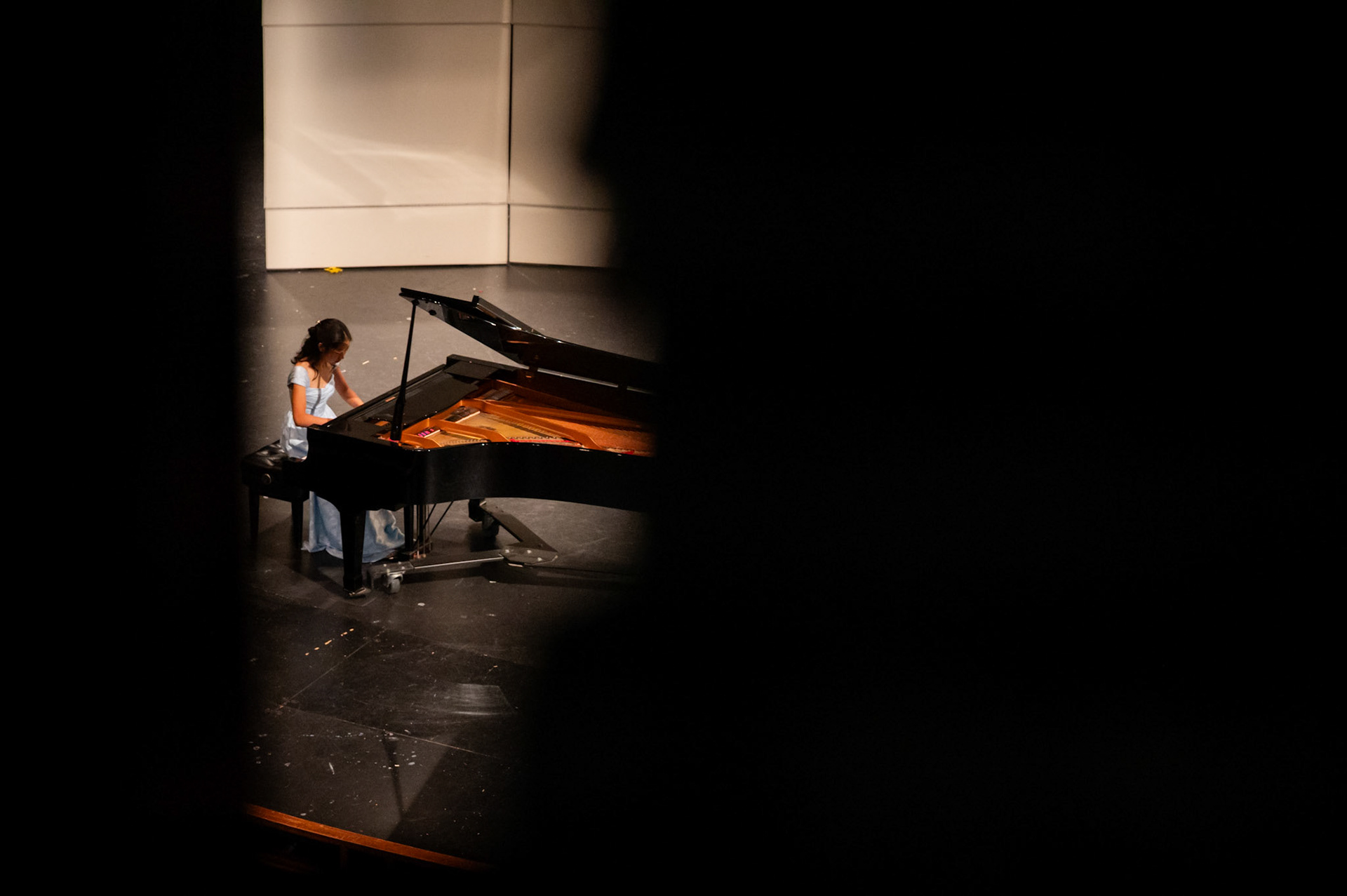 Sophia Shao ’27 plays piano at her George Slick recital performance on June 2.