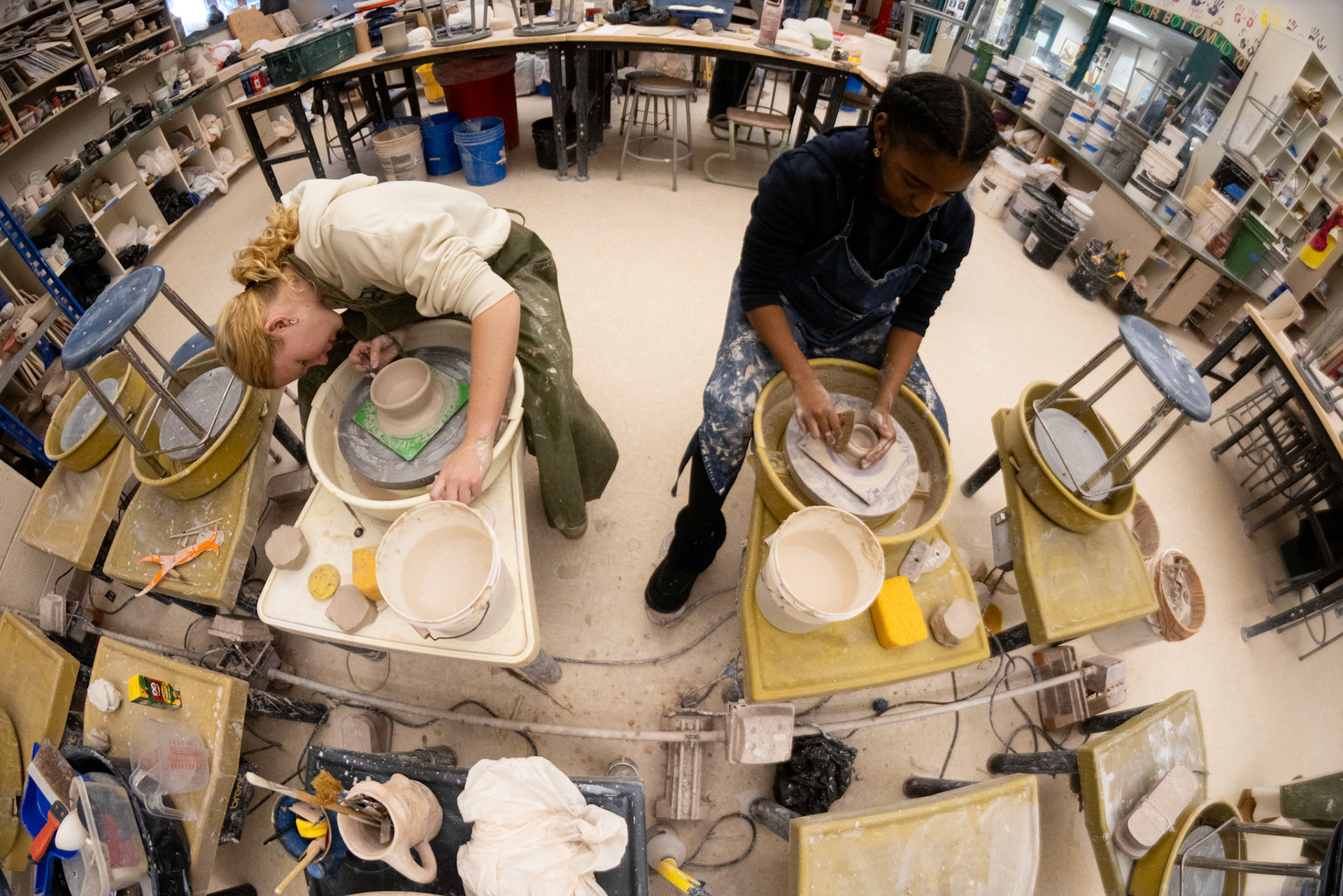 Ceramics students shape clay on Dec. 10.
