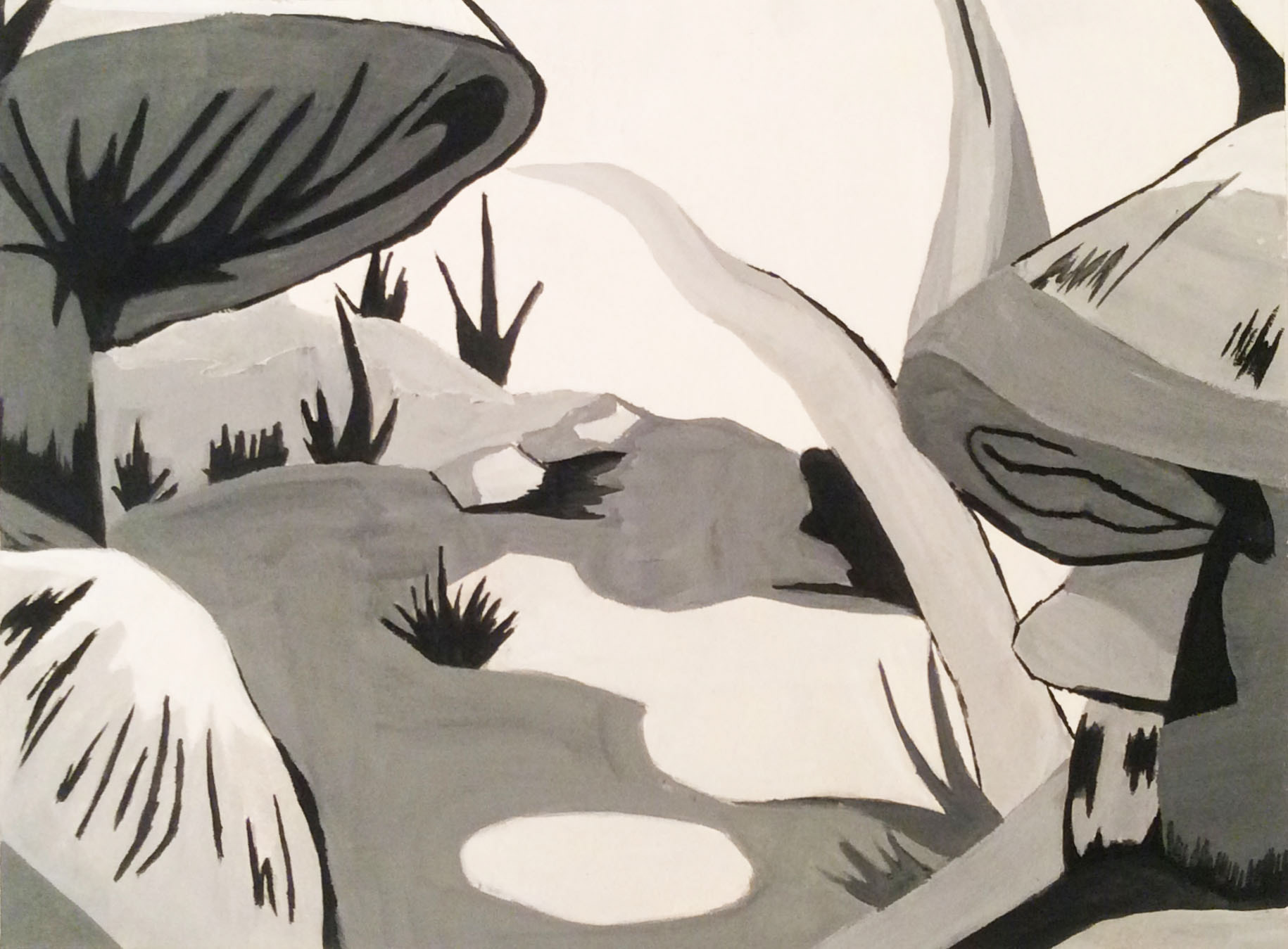 Mushrooms in Greyscale