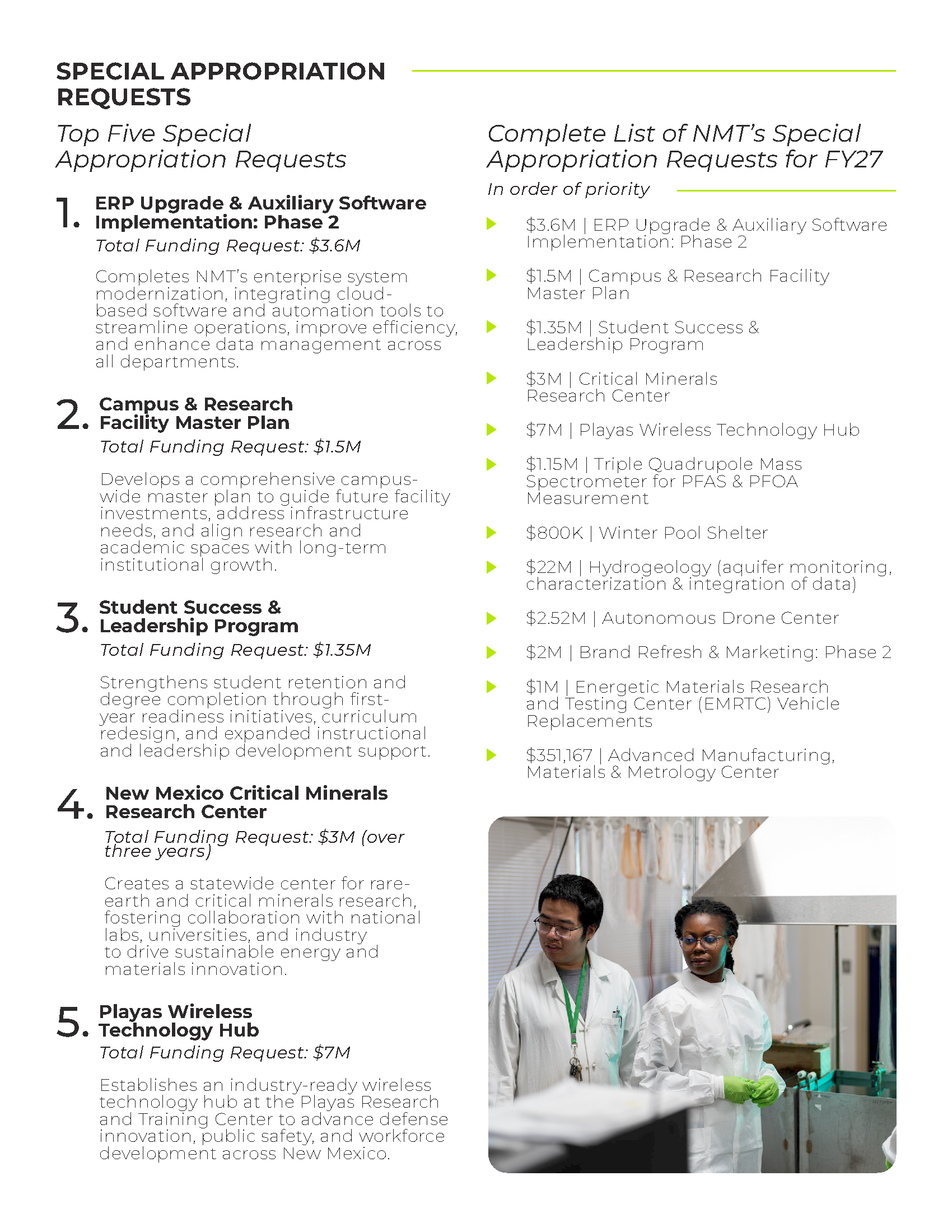 NMT State Legislative Request Page 2