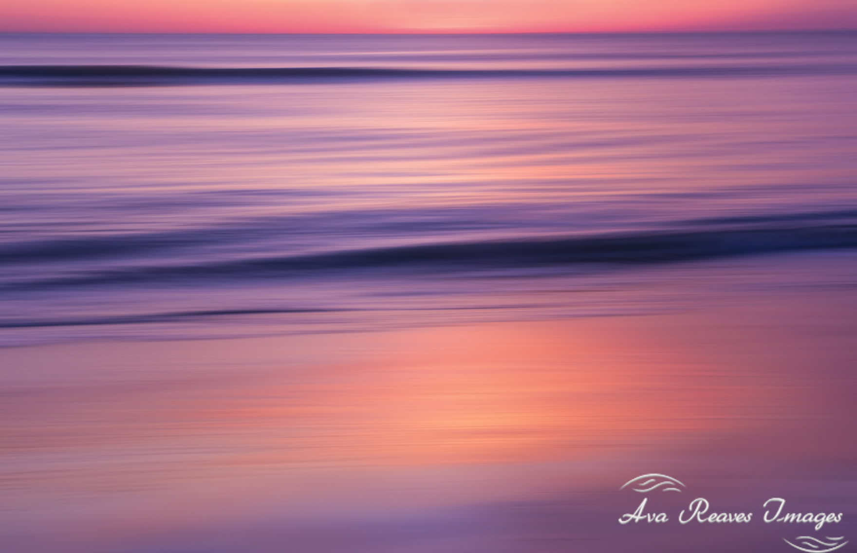Purple and Peach Seascape: Impressionistic Ocean Sunrise