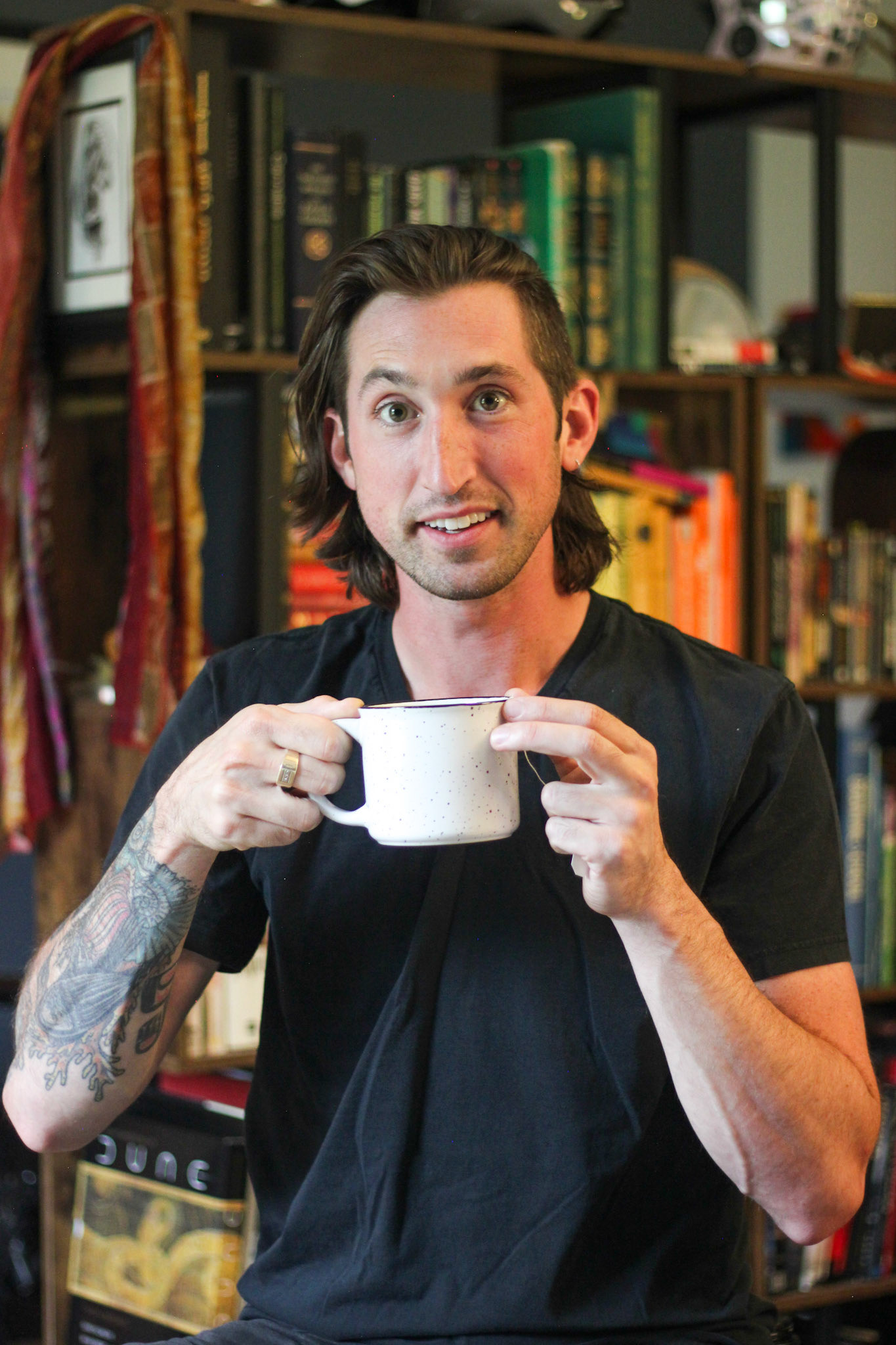 Keith, He/Him . “I think a lot about self-care these days. Like, what does it look like to have a relationship with yourself that feels grounded, safe, and fulfilled? To call in those moments and spaces that create a deeper sense of connection with your truly lovable self? I wouldn't be able to share love without giving it first to myself. Is this a sign that I'm finally growing up, me asking these questions of myself? Who knows. I just know that someone close to me once said, ""growing old is mandatory, growing up is optional."" So yea, don't let the world snuff out that inner child and your desire to play. We all deserve a chance to play and be joyful. And anyone who says otherwise isn't invited to my next animal onesie themed birthday party."