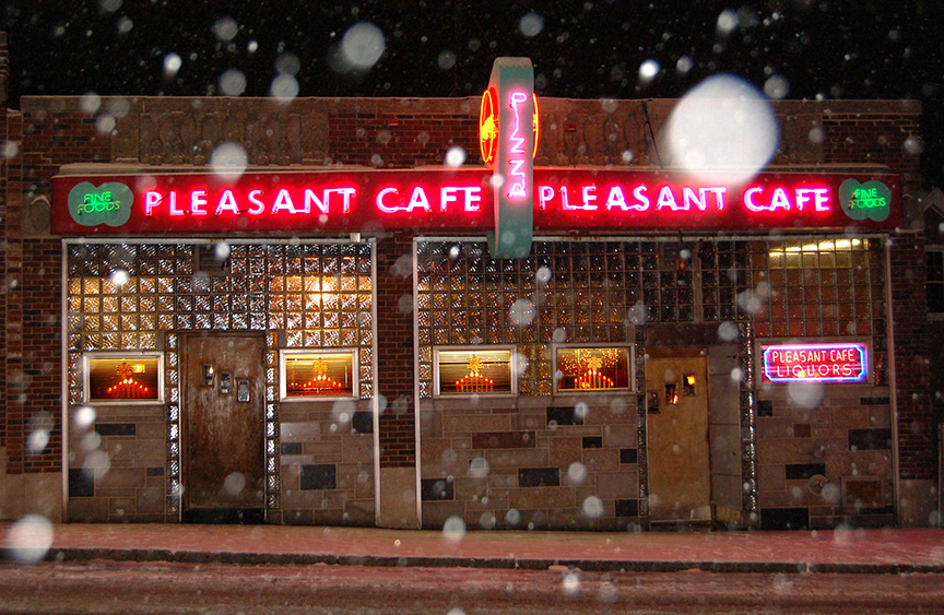 Pleasant Cafe Christmas; canvas 20"x16", framed 12"x10"