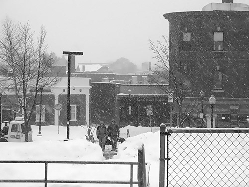 Winter Storm on Belgrade; matted 20"x16", framed 23"x19"