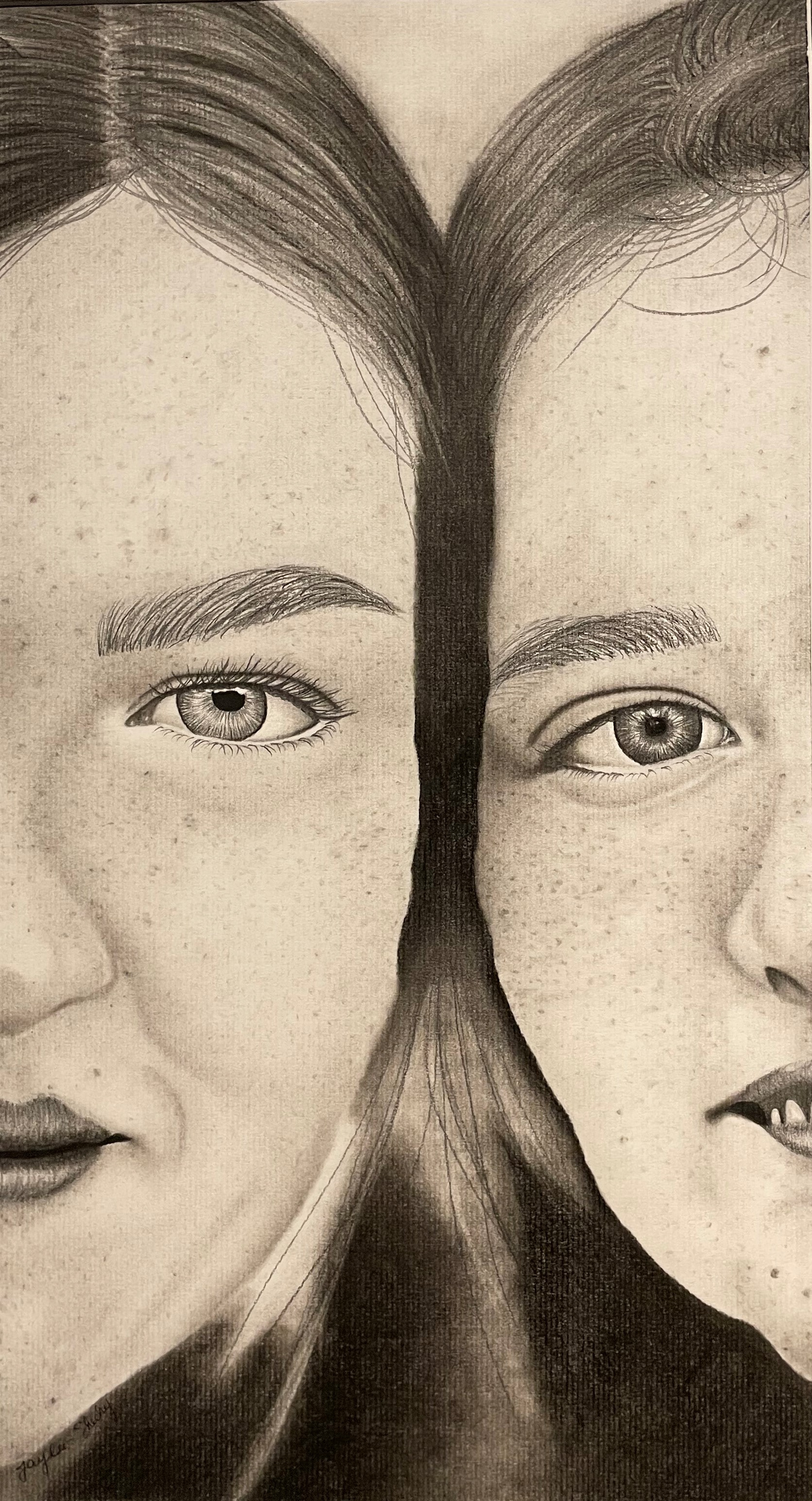Cousins, Graphite by Taylor Sheehy (Great Bend High School)