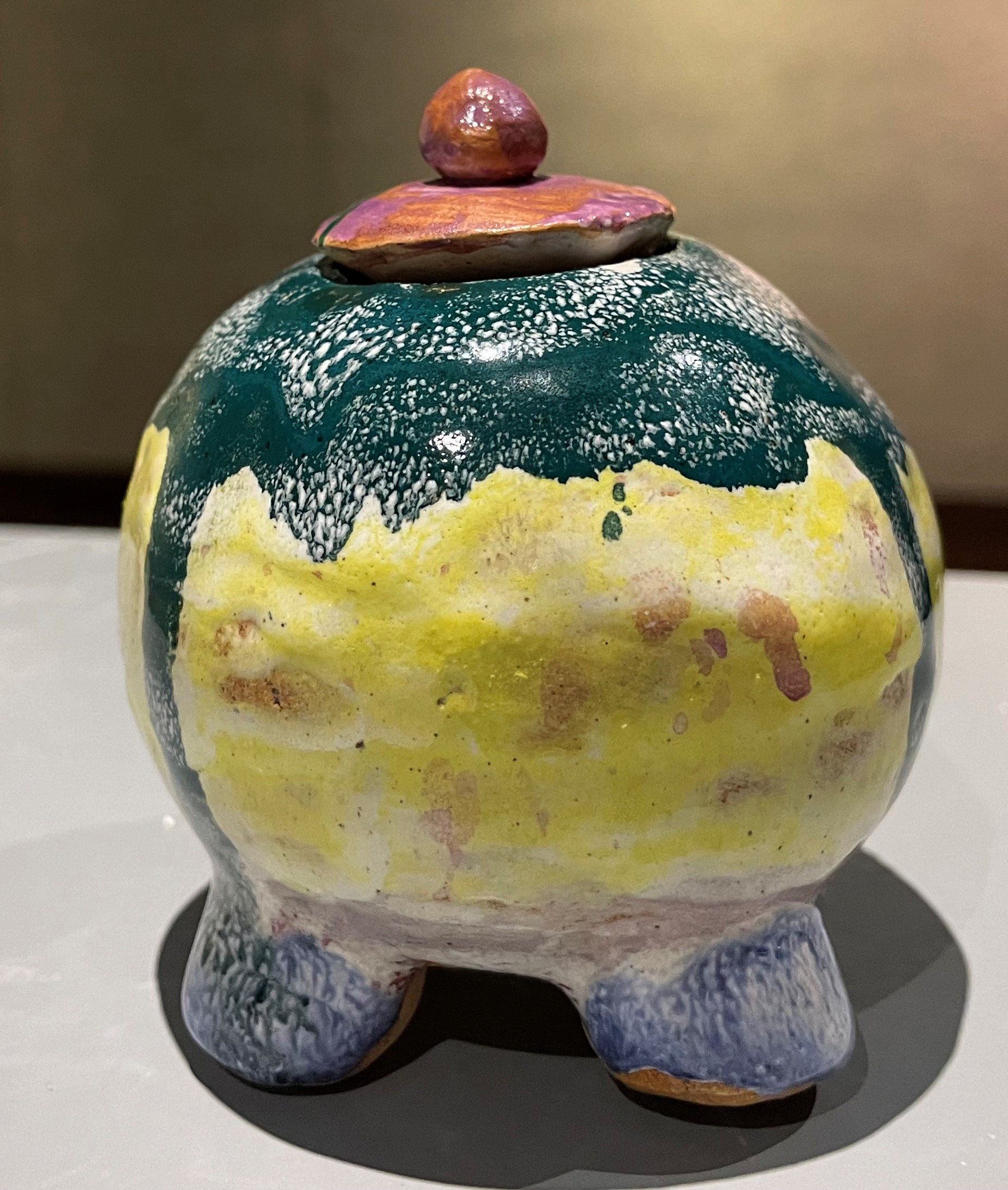 Little Colorful Bowl & Lid, Ceramic by Marly Brewer (Hoisington High School)