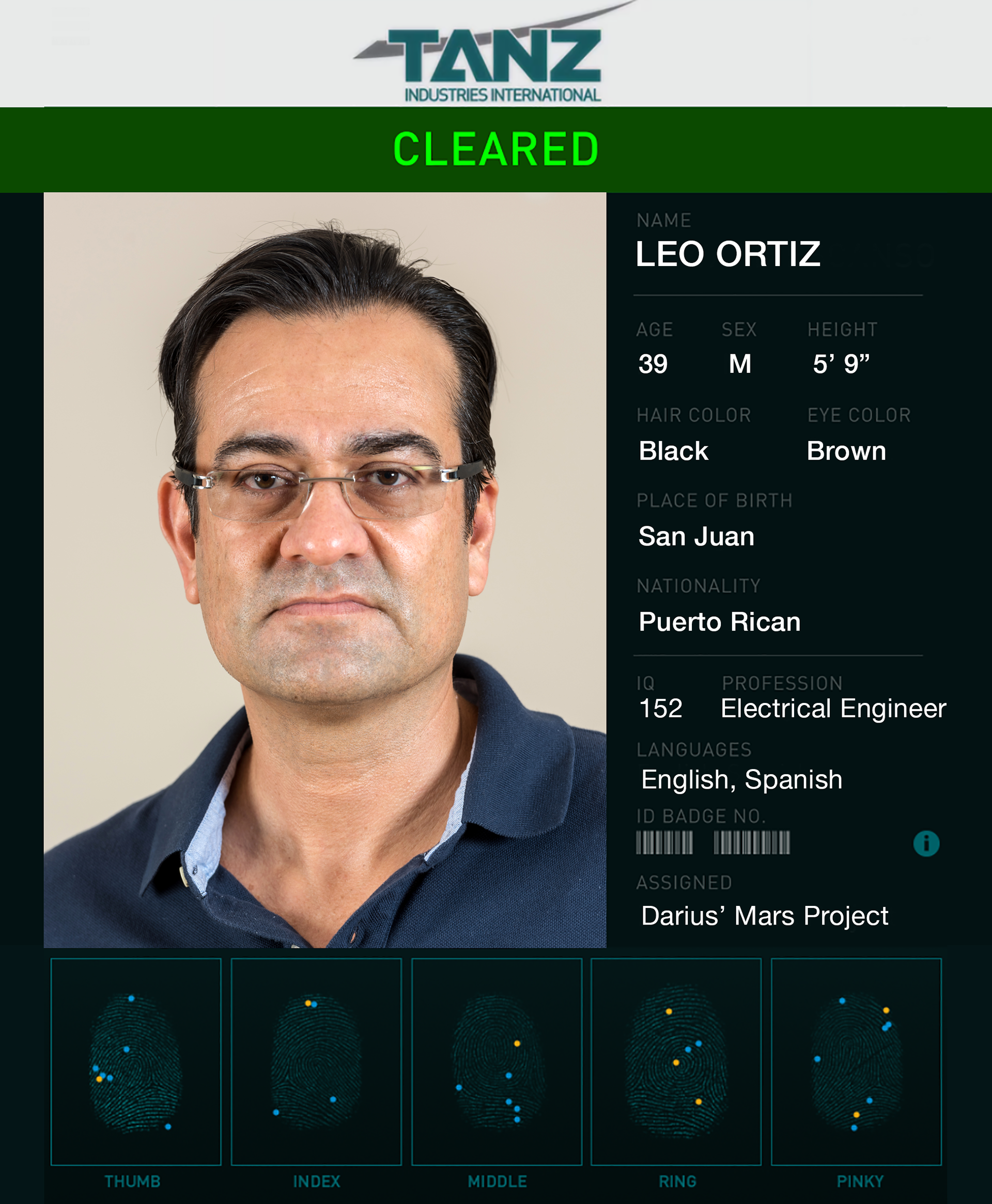 Leo Ortiz security clearance profile.