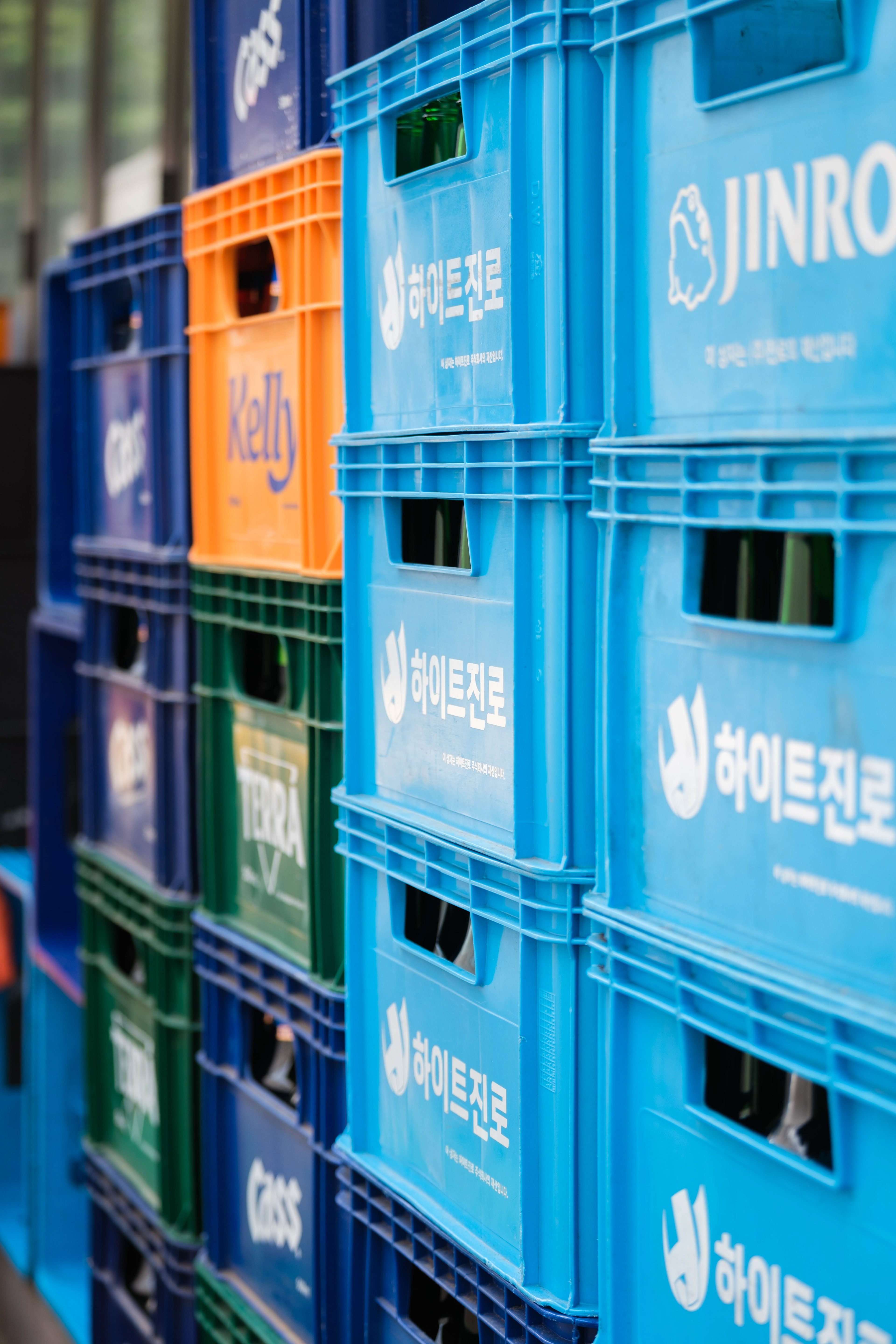 Beverage crates awaiting pickup