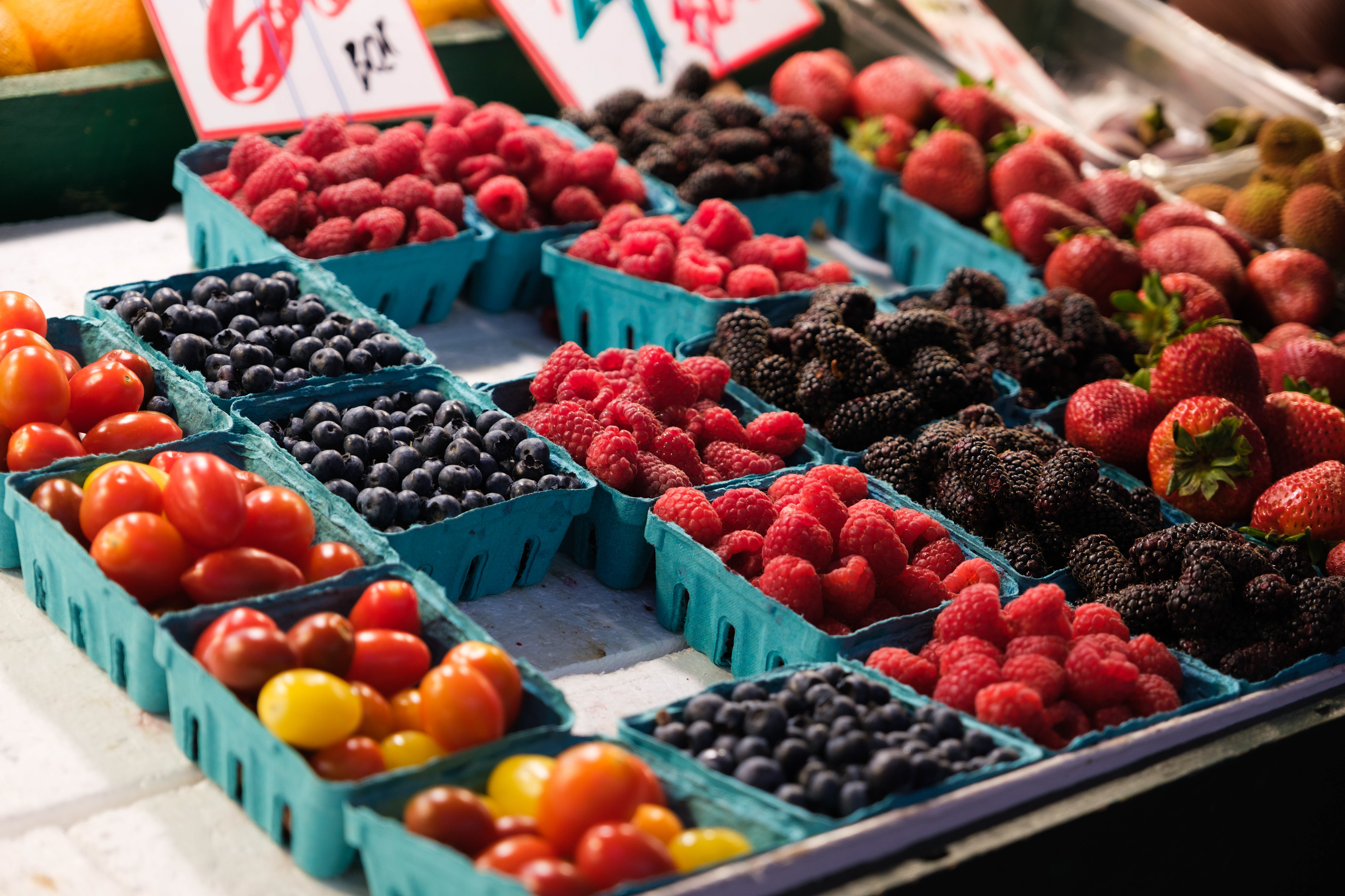Fresh fruit waiting to be purchased in Pike Place Market