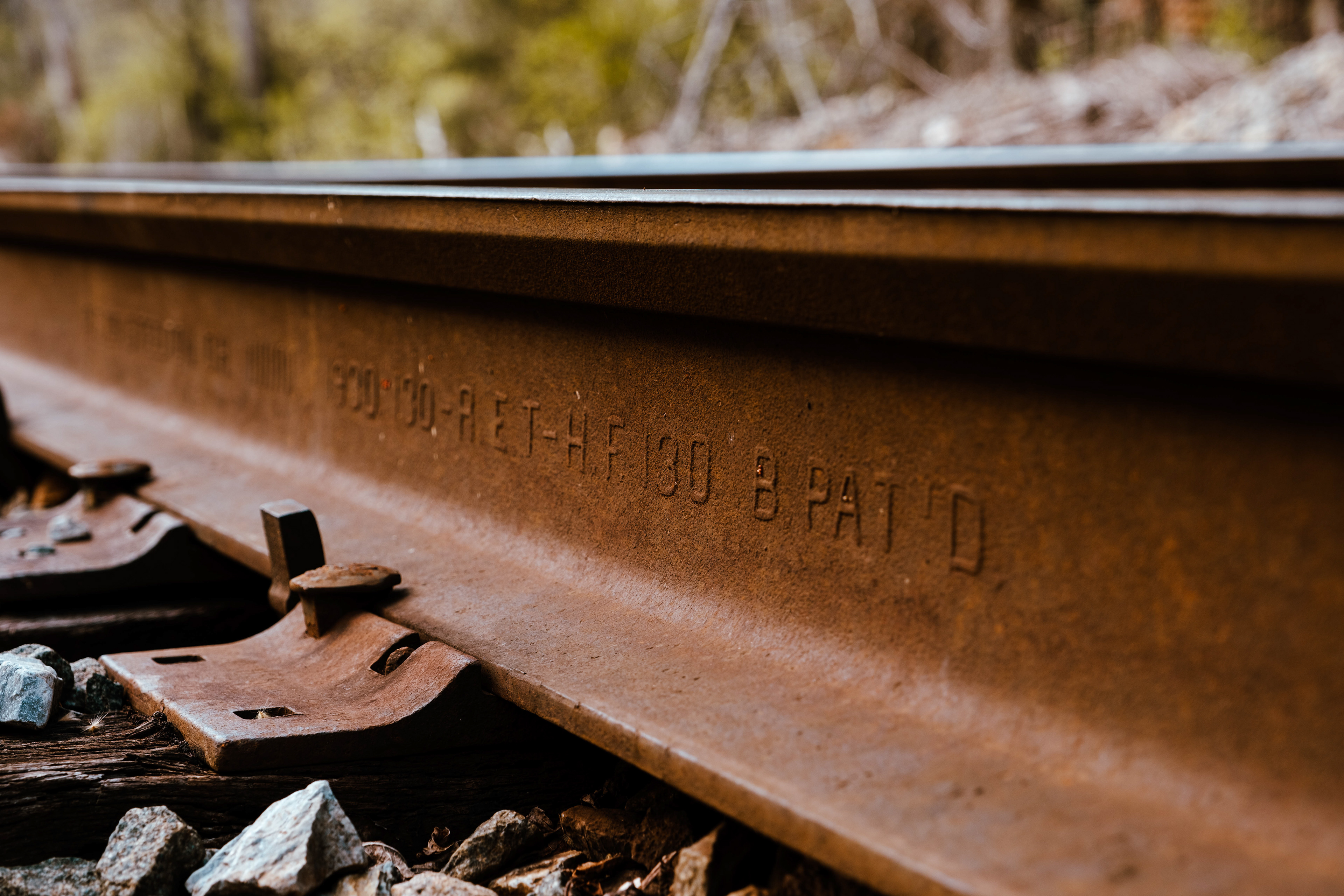 Train tracks up close