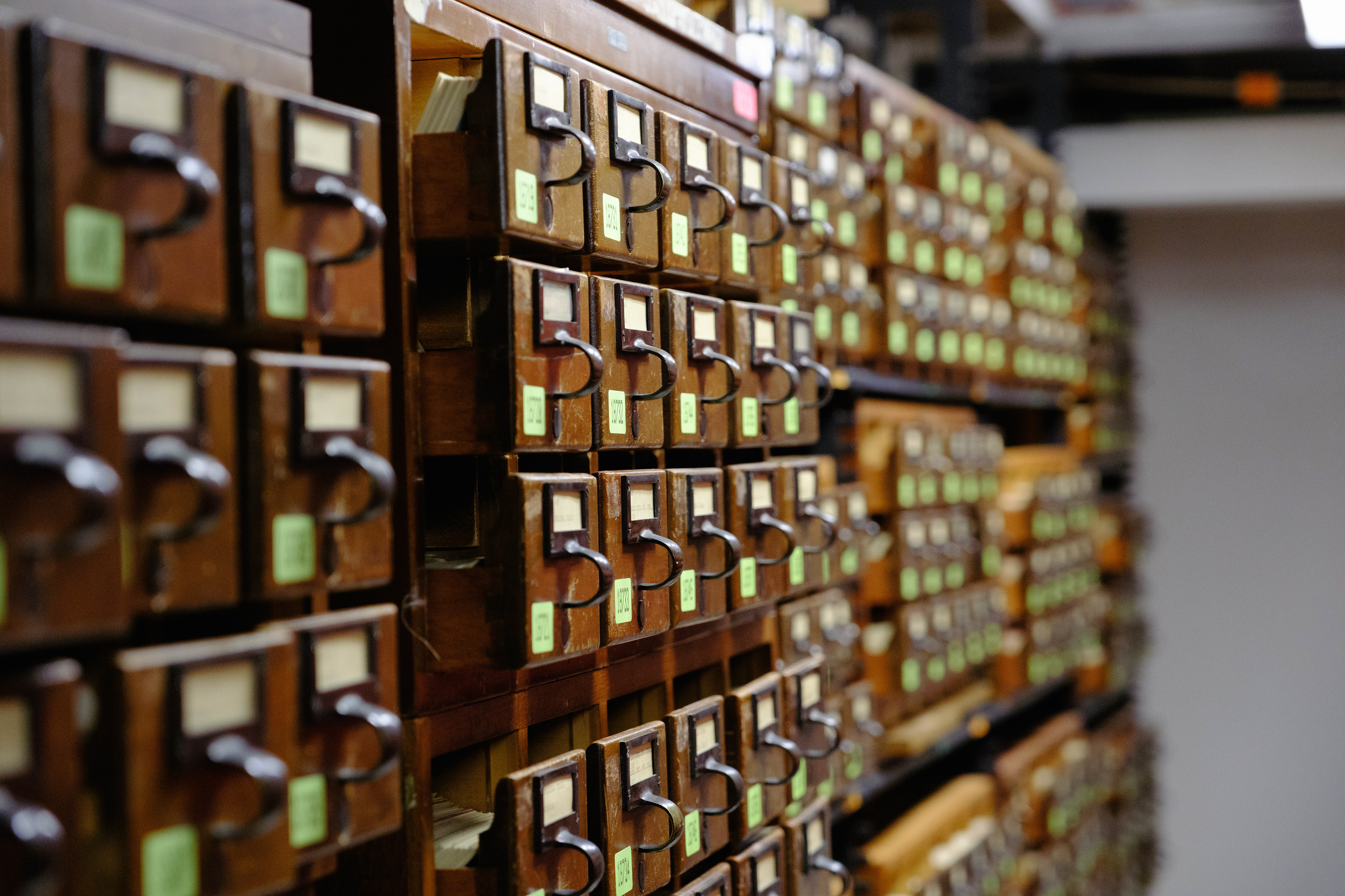 Drawers of records in the Library of Congress