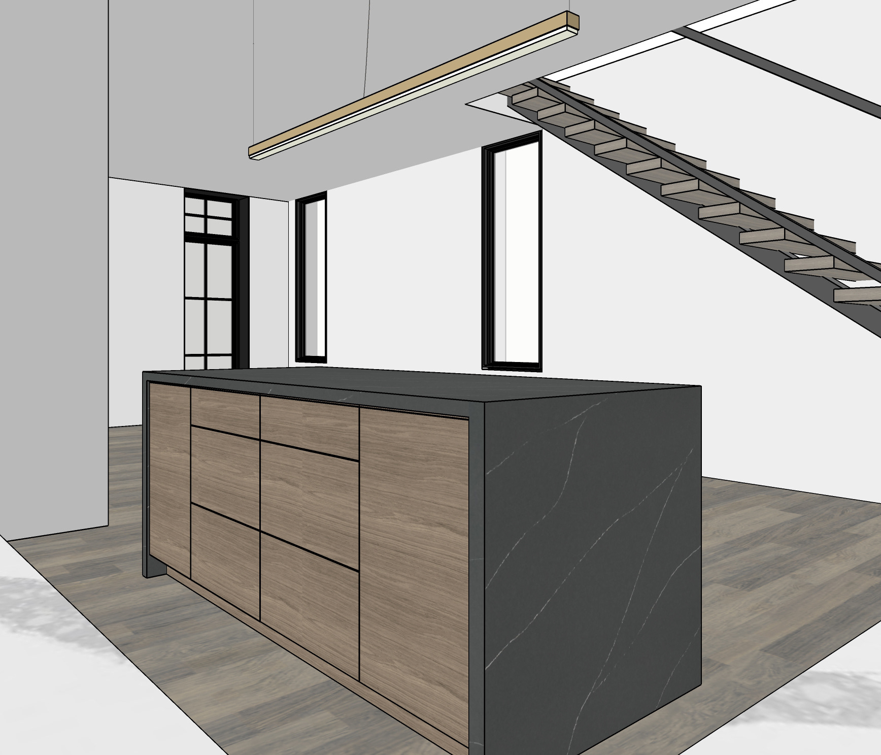 Contemporary Kitchen - Island View