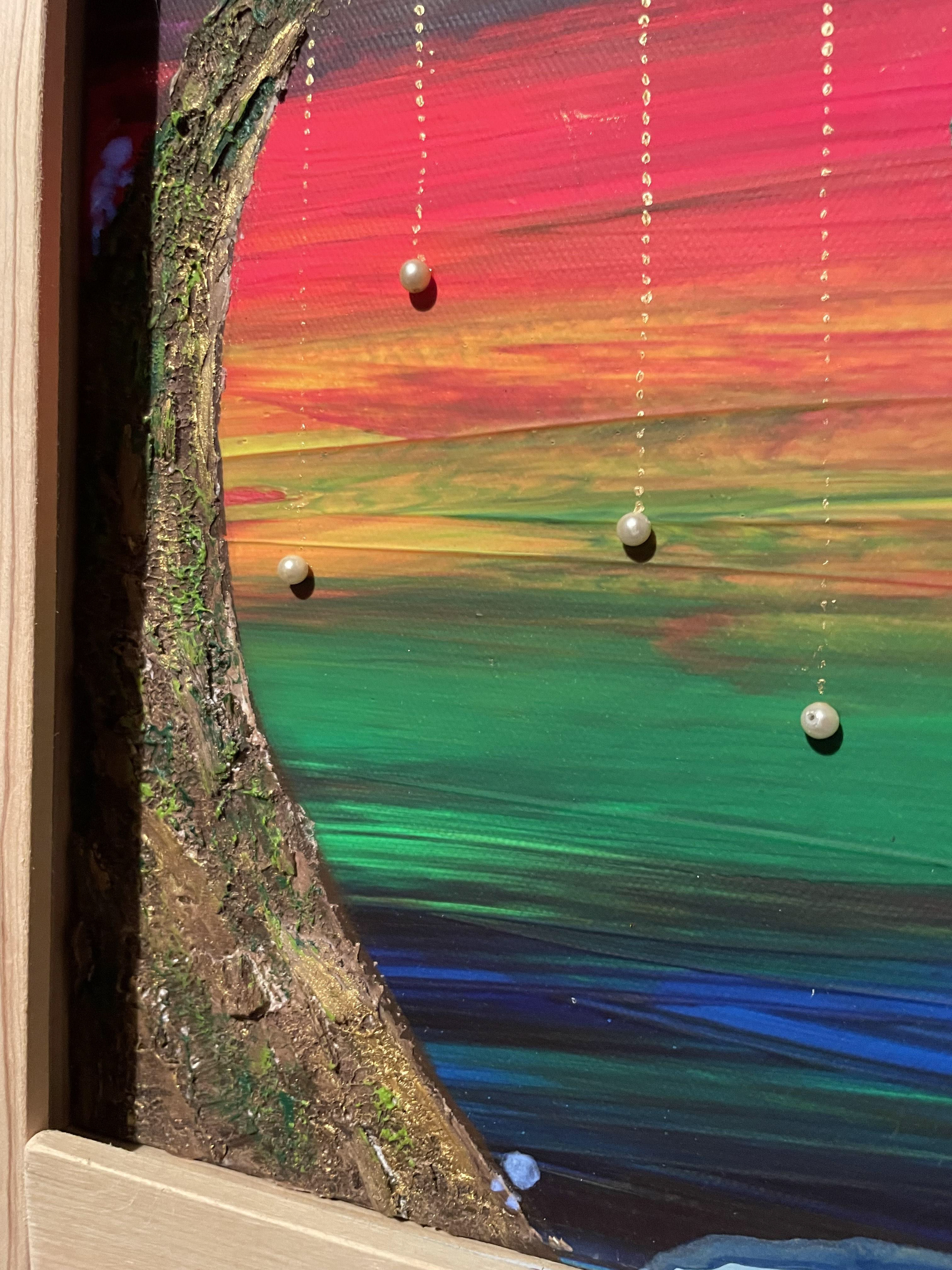 Tree bark and pearls along with glow-in-the-dark friends