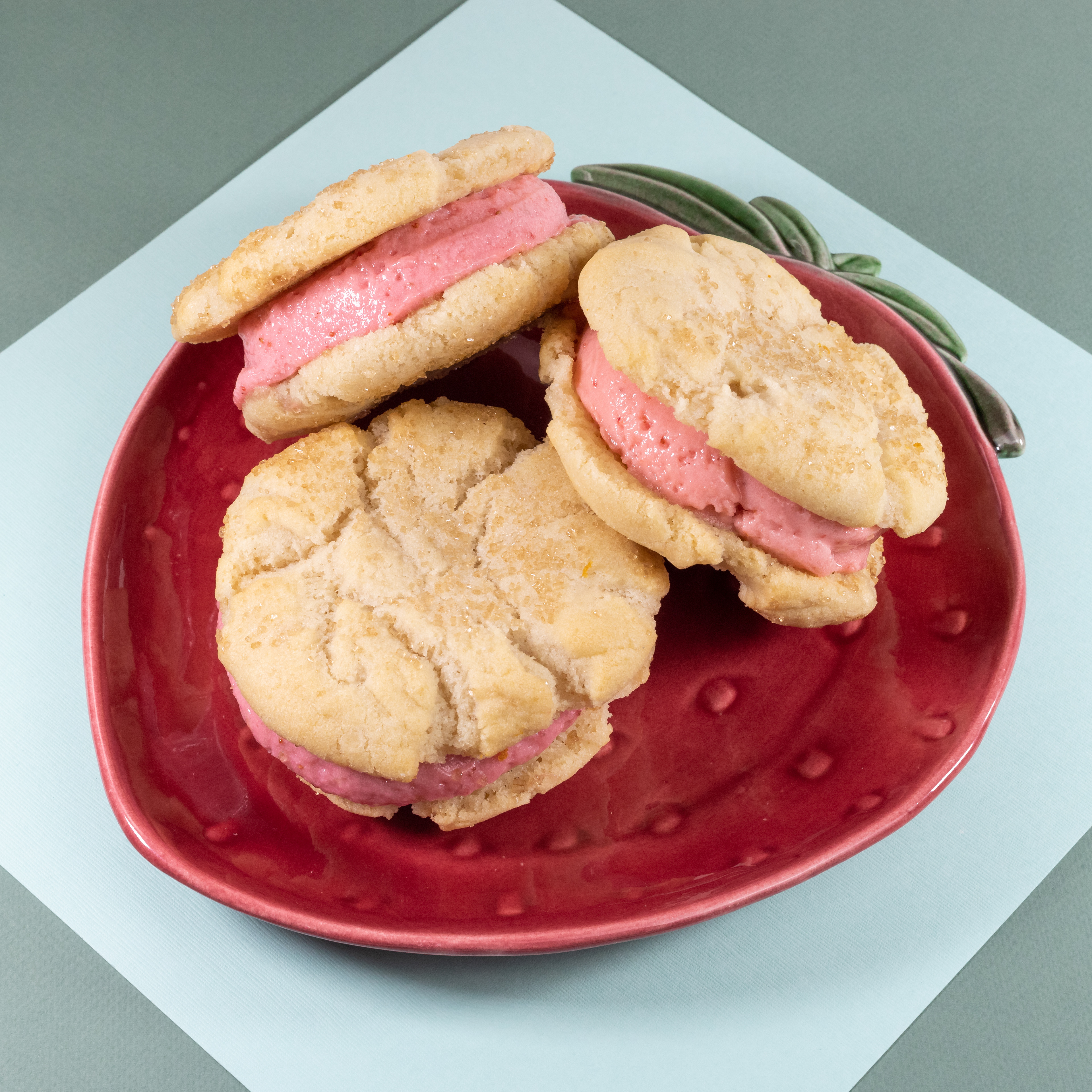 Sugar Cookie + Strawberry Ice Cream Sandwiches