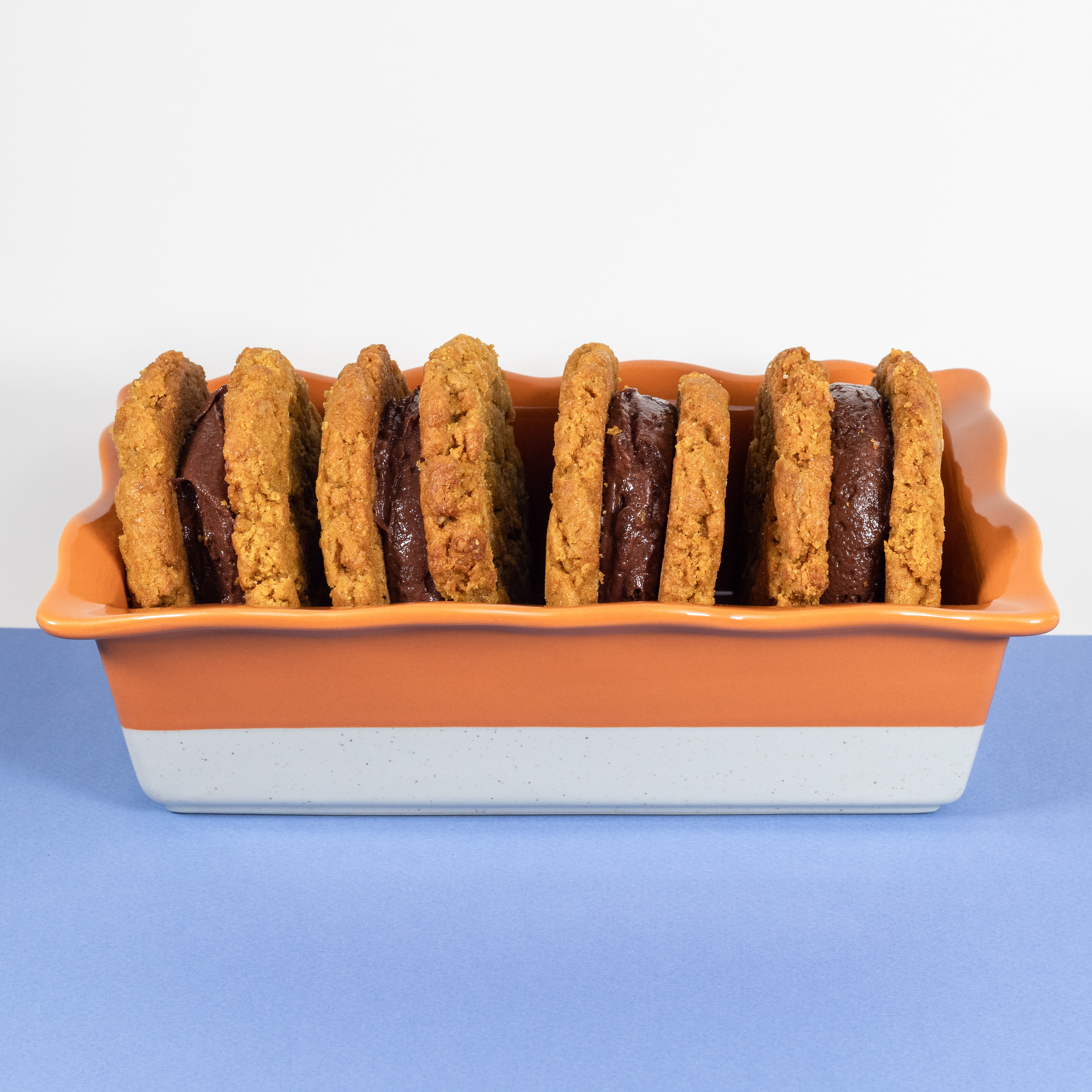 Peanut Butter Cookies + Chocolate Ice Cream Sandwiches