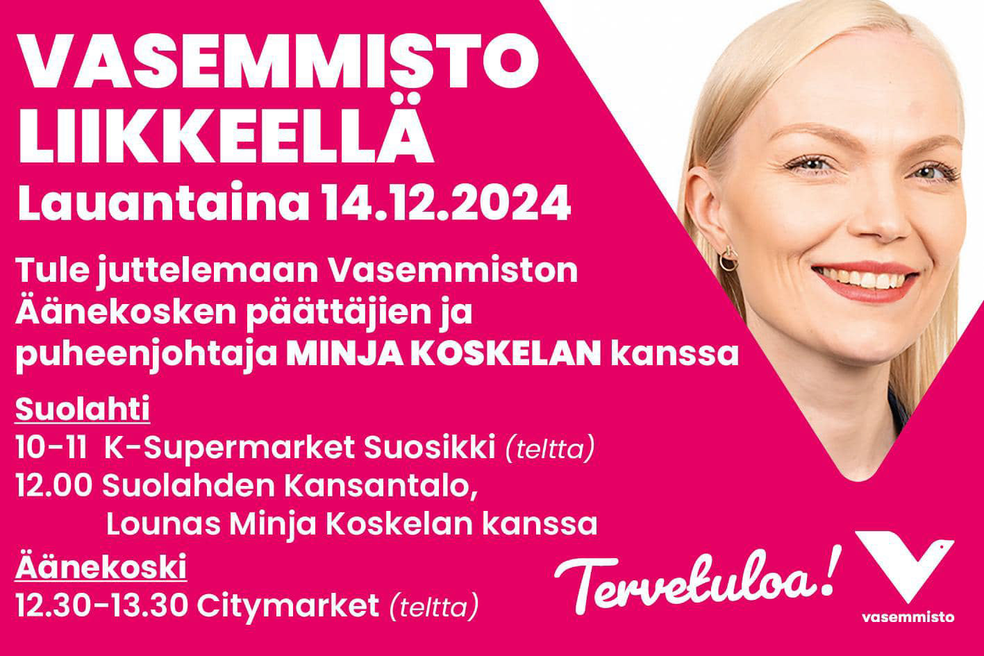 Minja Koskela vieraili Äänekoskella joulukuussa 2024.
