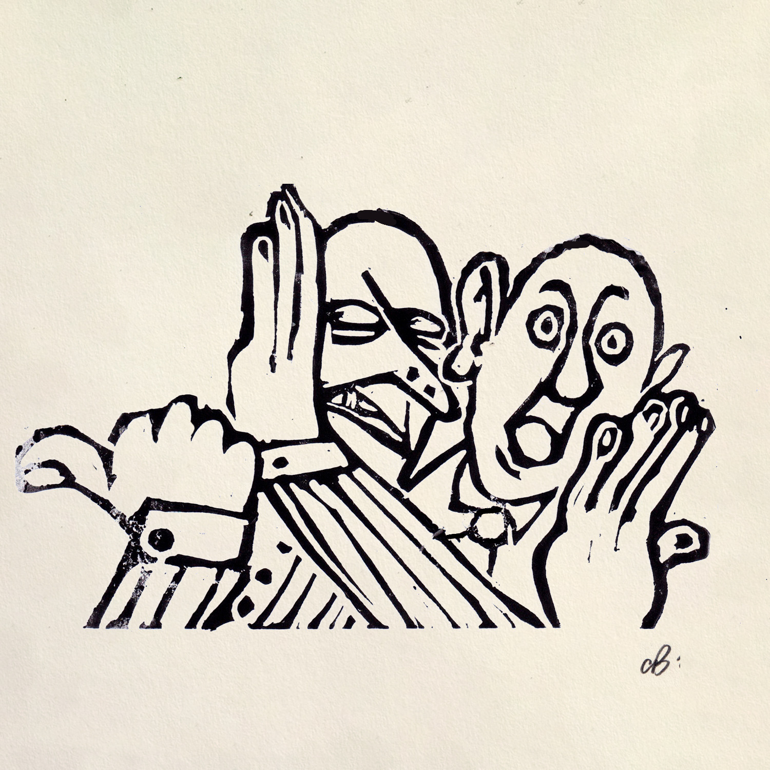 The Gossips- Linocut 2025