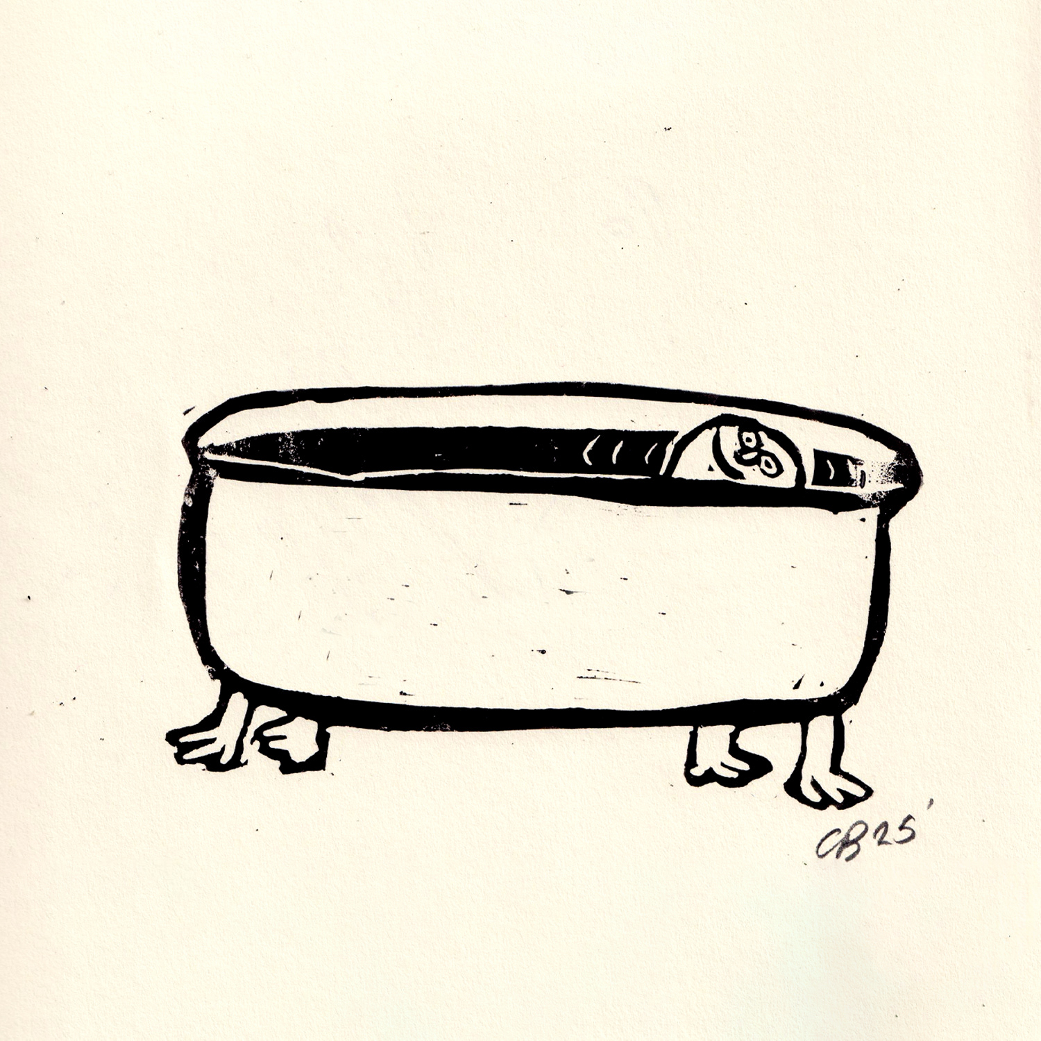 Big Bath-Linocut 2025