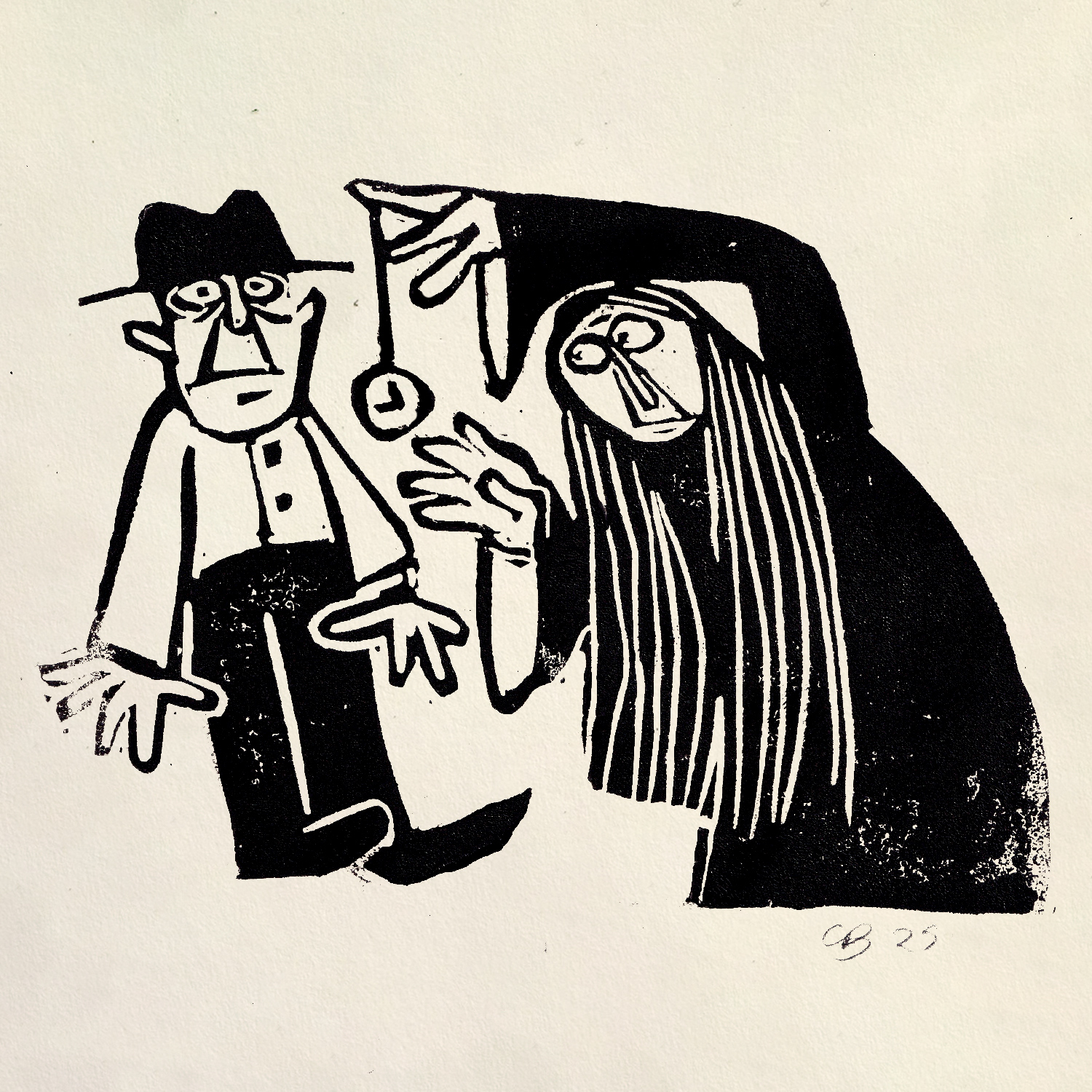 Hypnotized! - Linocut 2025
